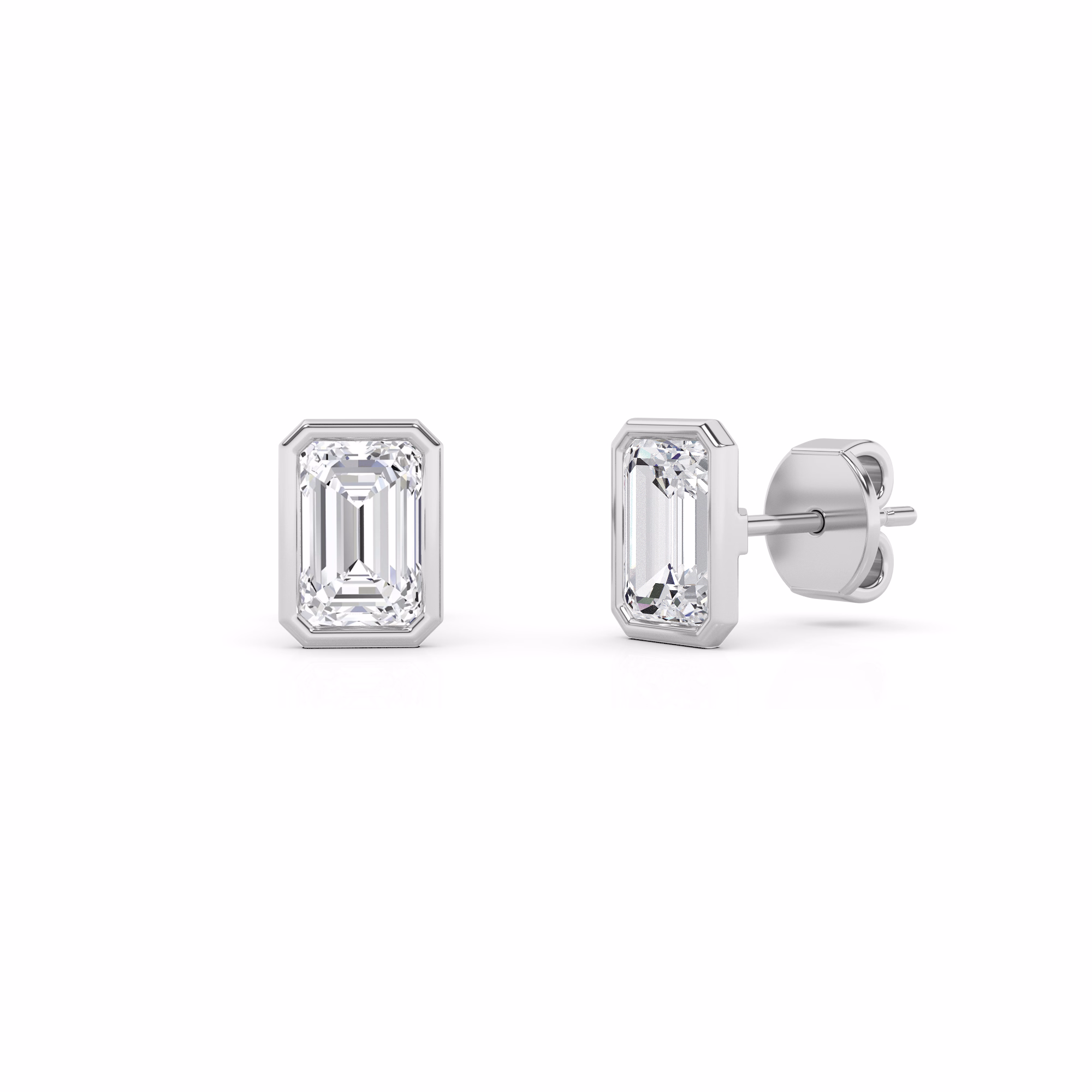 Classic Bezel Emerald Stud Earrings