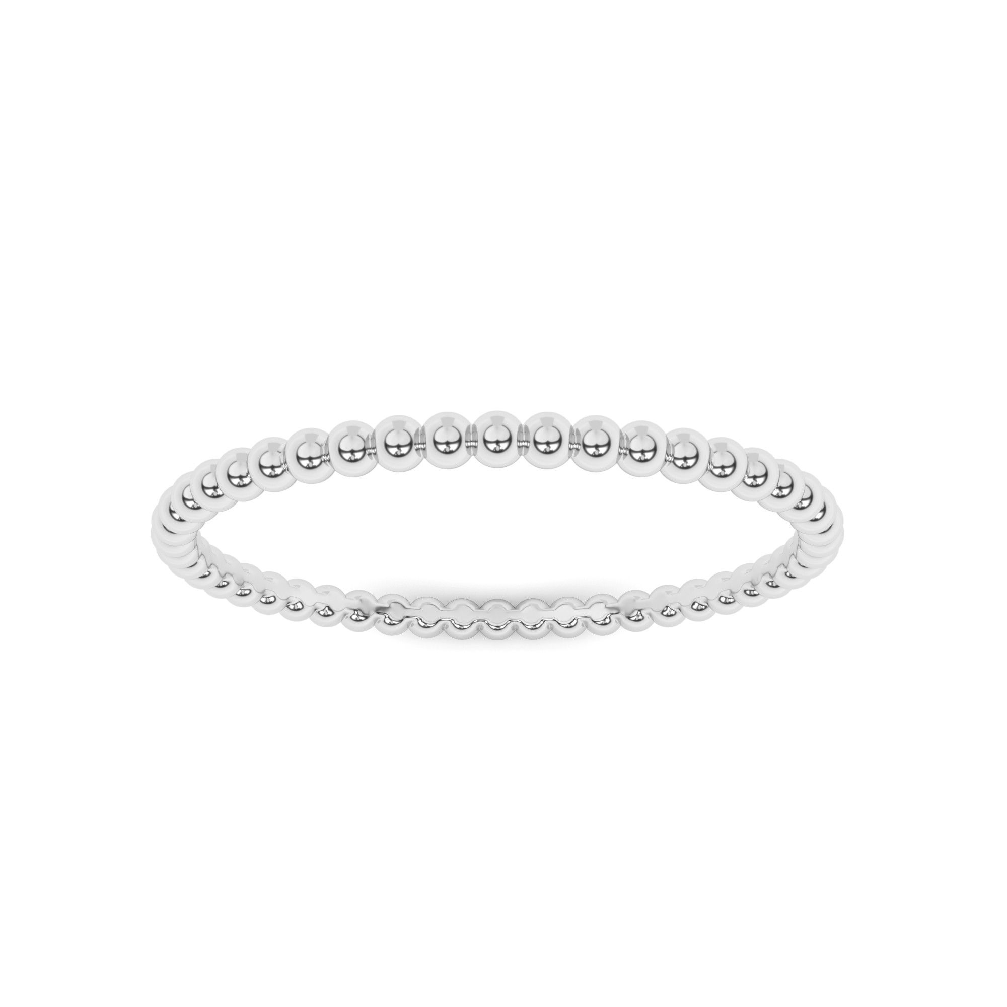 Solid Beads Classic Plain Wedding Band In 9K White Gold