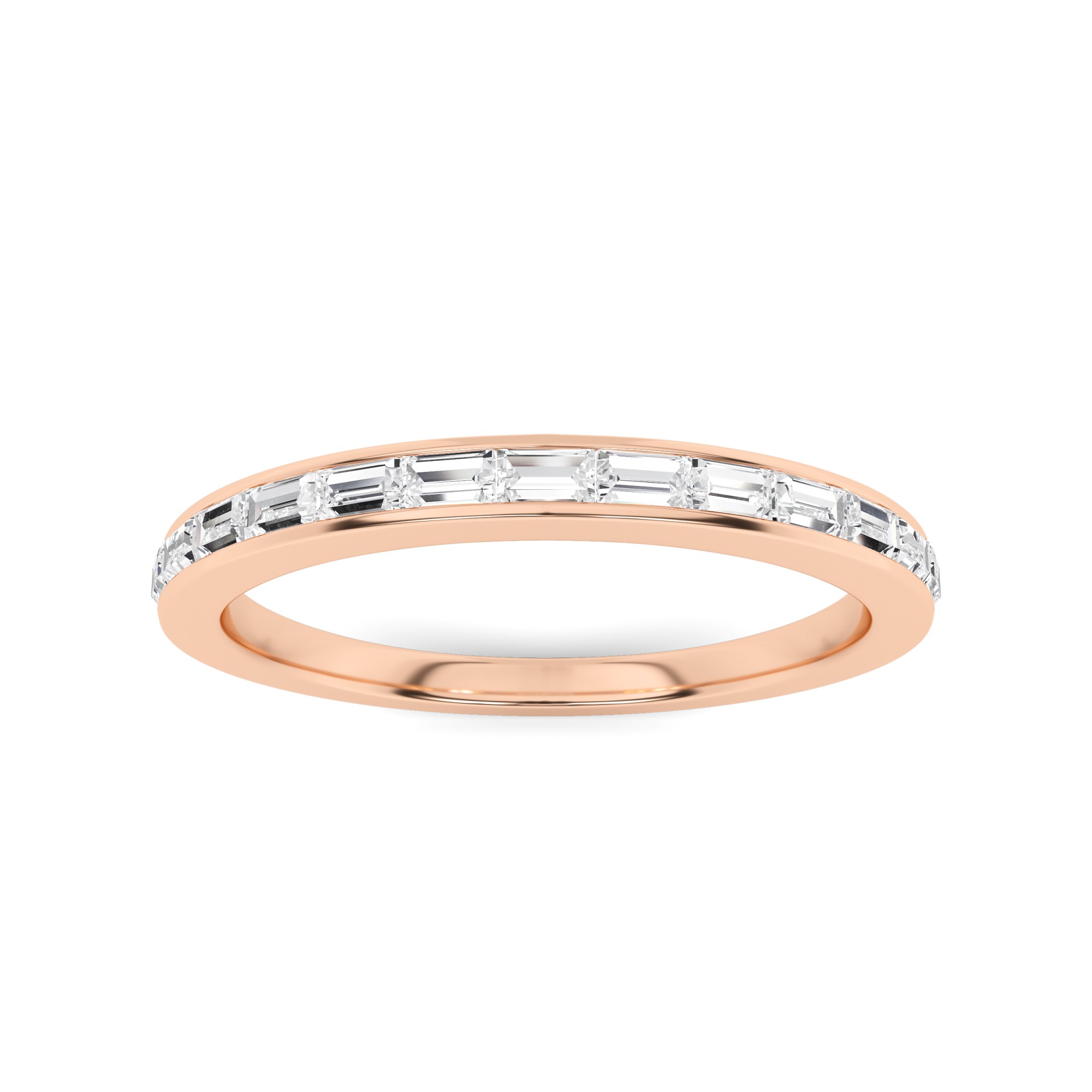 Channel Setting Baguette Ideal Half Eternity Ring In 9K Rose Gold