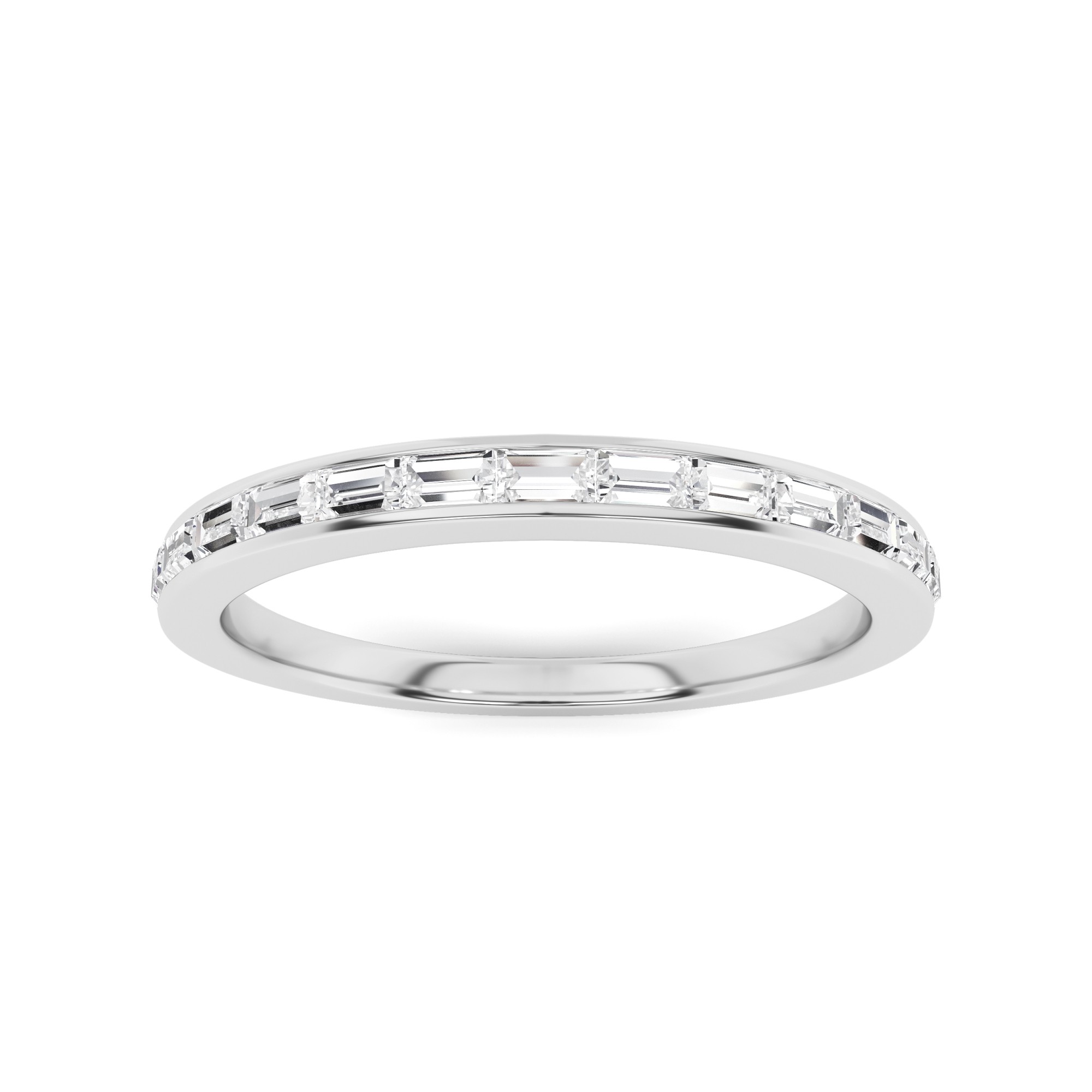 Channel Setting Baguette Ideal Half Eternity Ring In 9K White Gold
