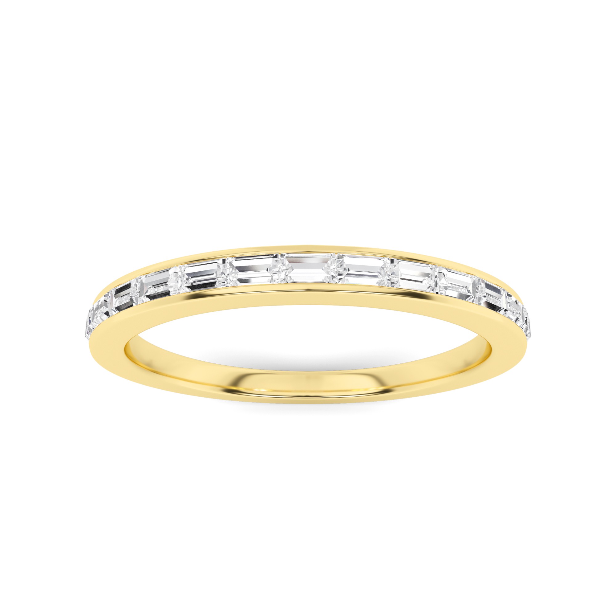 Channel Setting Baguette Ideal Half Eternity Ring In 9K Yellow Gold