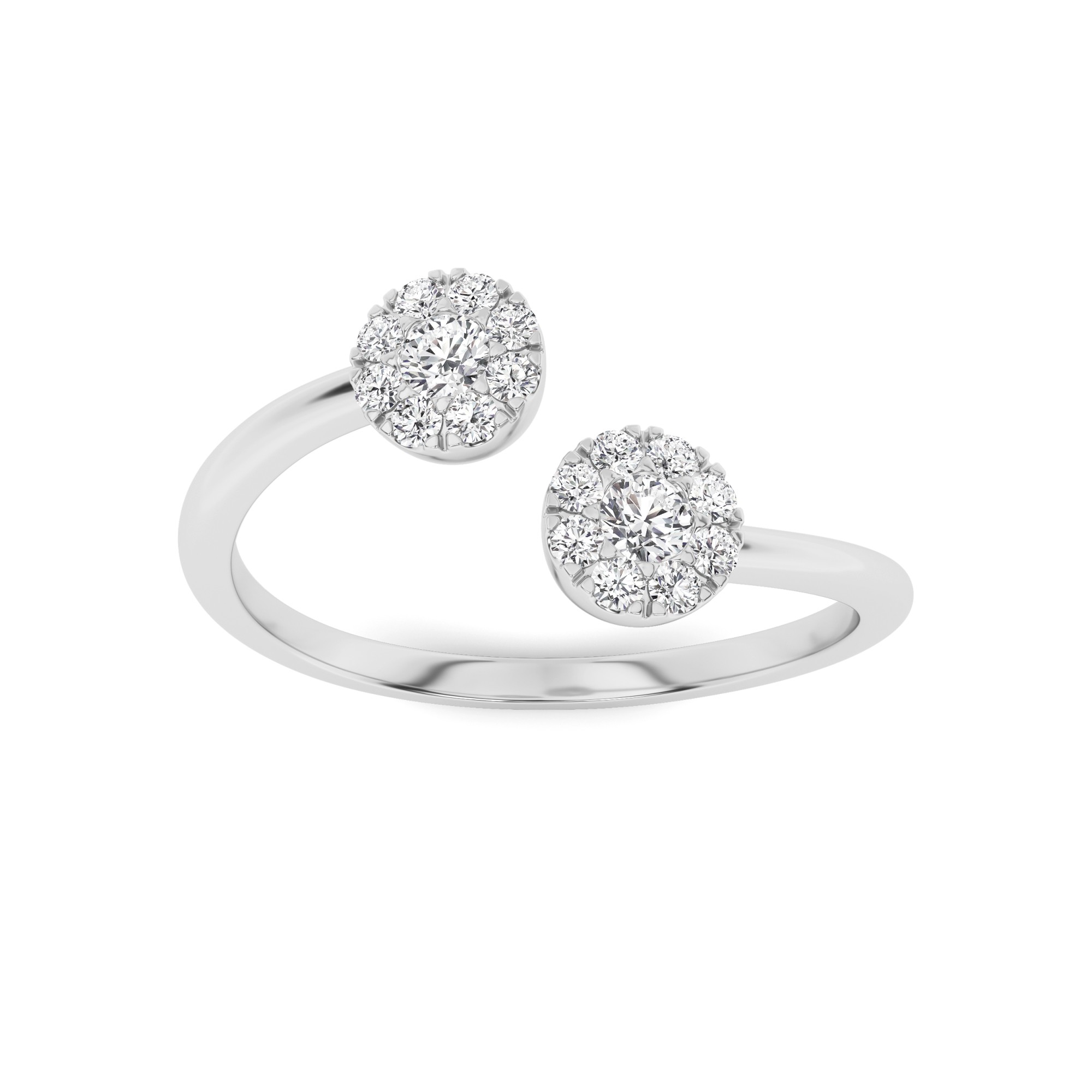 Toi Et Moi Prong Set Round Cut Halo Diamond Engagement Ring In 9K White Gold