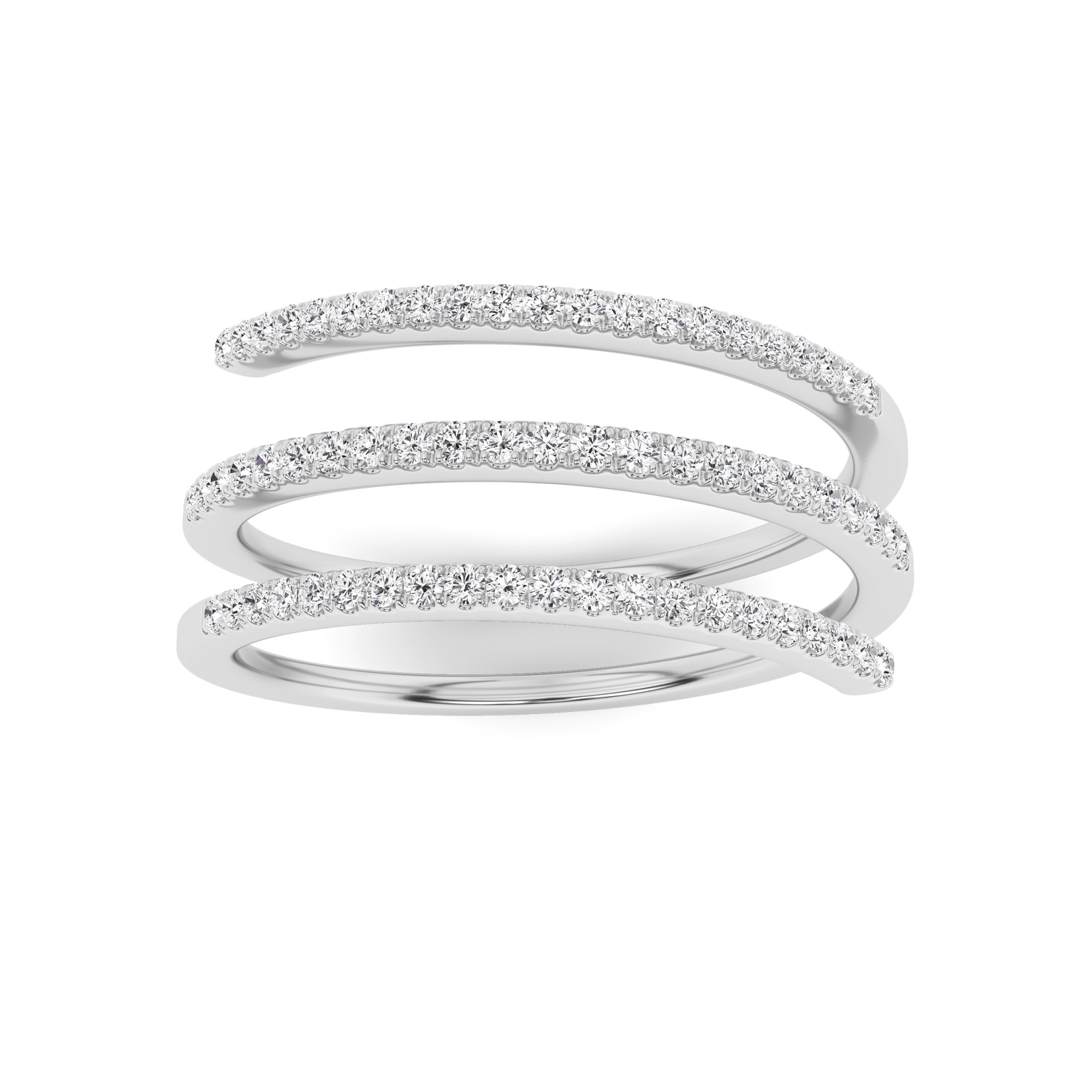 Unique Prong Set Round Cut Spiral Half Eternity Ring In 9K White Gold