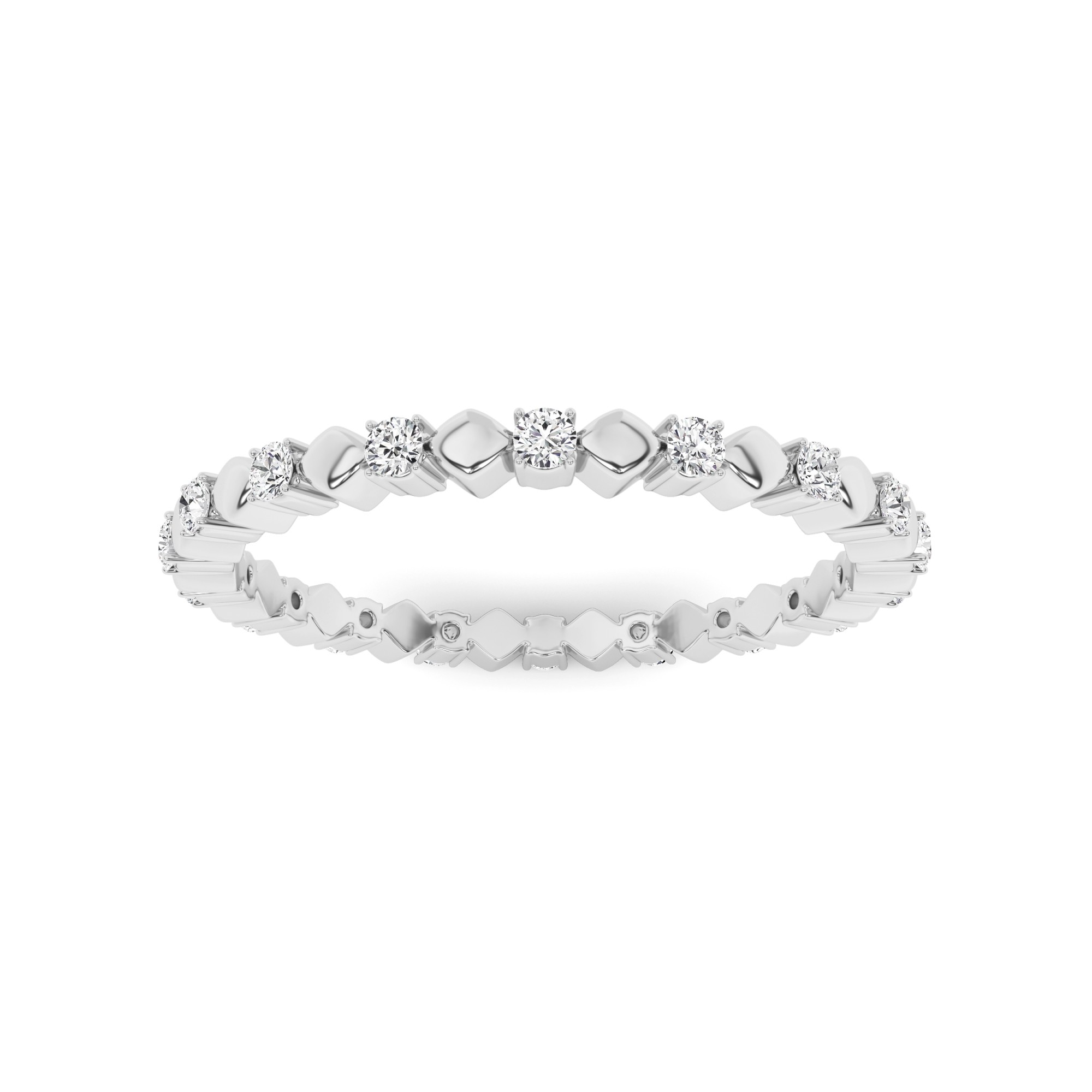 Prong Set Round Cut Full Eternity Ring In 9K White Gold
