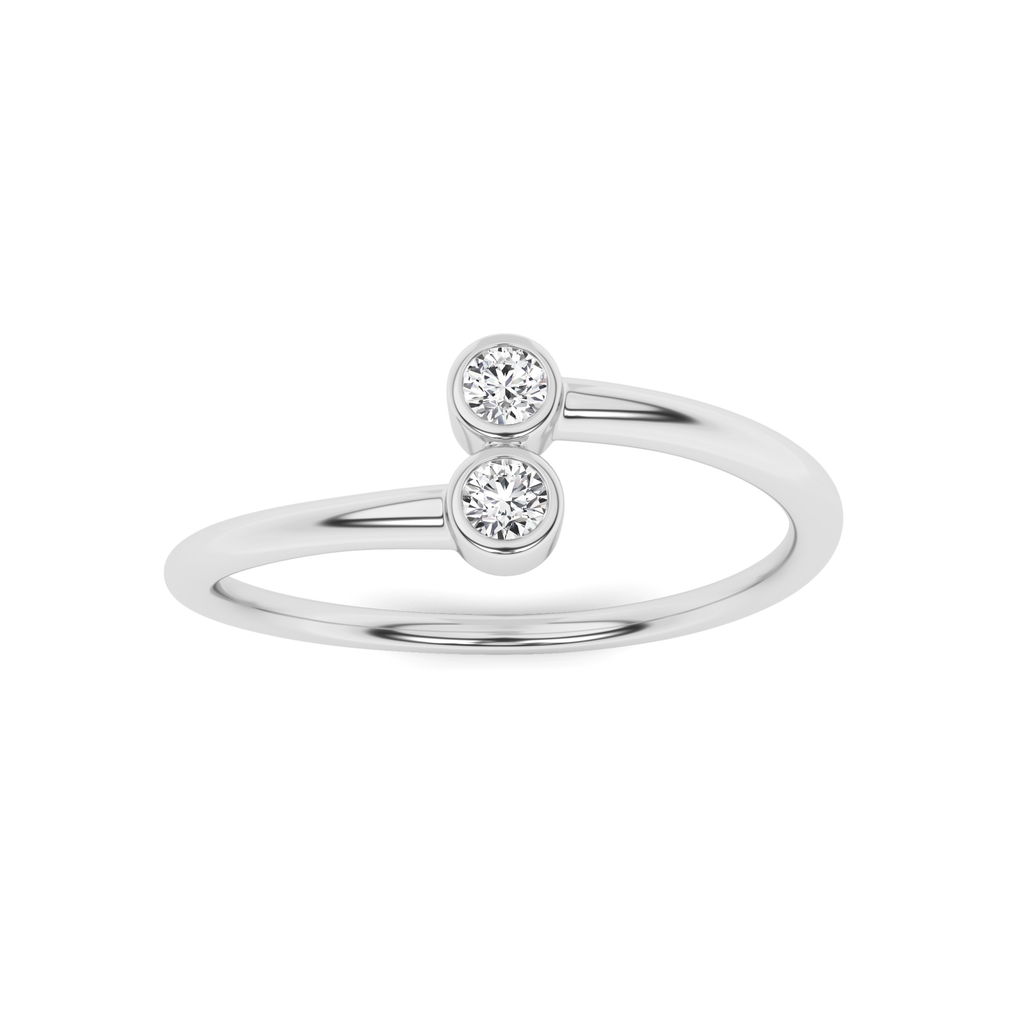 Toi Et Moi Bezel Set Round Cut Diamond Engagement Ring In 9K White Gold