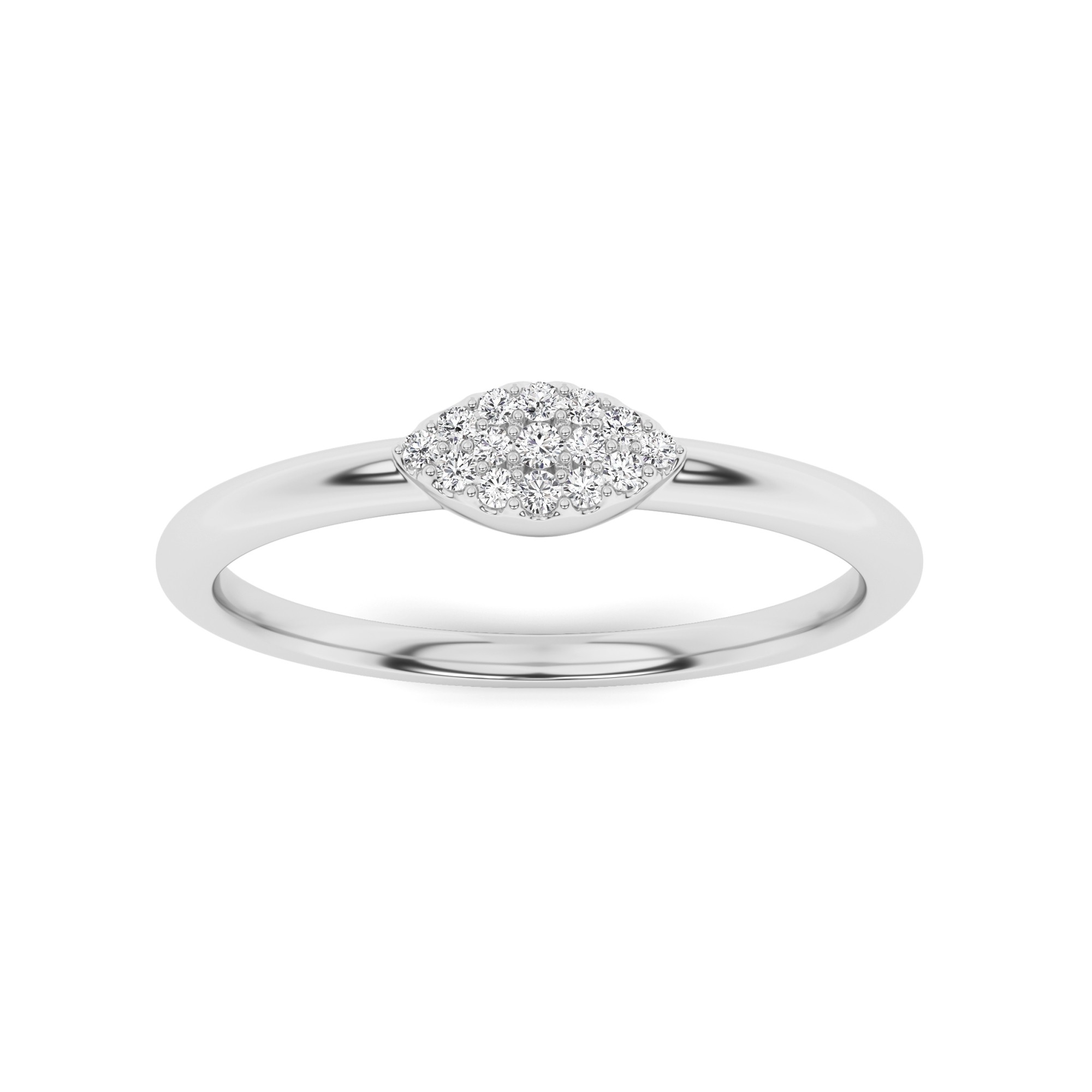 Evil Eye Prong Set Round Cut Diamond Cluster Engagment Ring In 9K White Gold