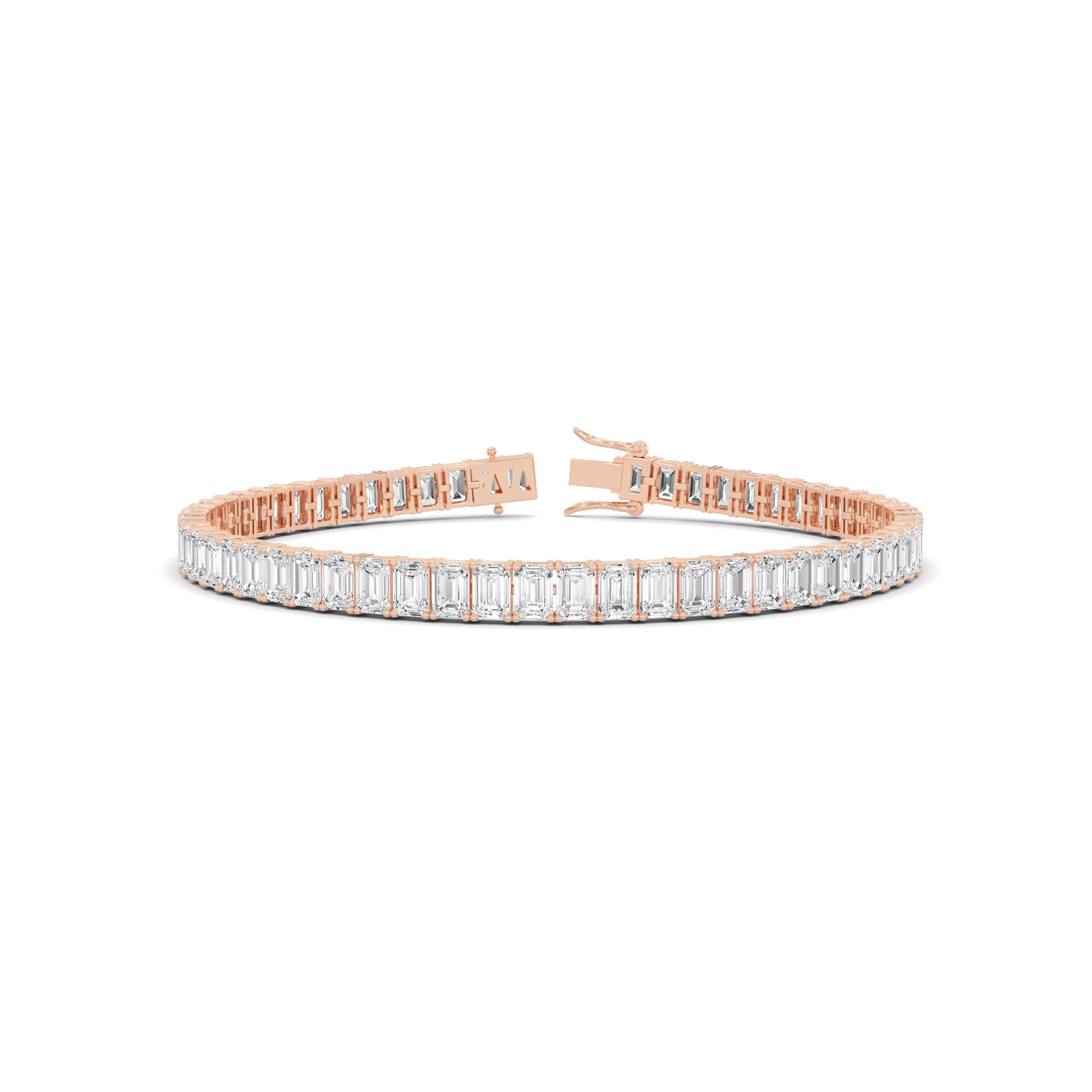 Single Line Classic 4 Prong Oval Cut Diamond Tennis Bracelet in 9K Rose Gold