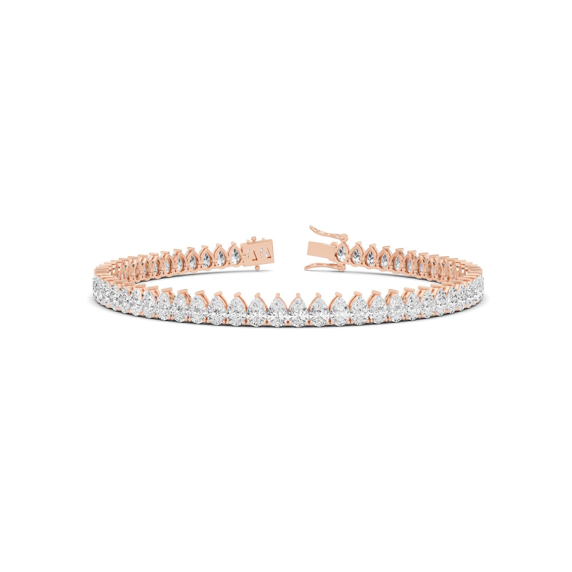 Single Line Classic 4 Prong Oval Cut Diamond Tennis Bracelet in 9K Rose Gold
