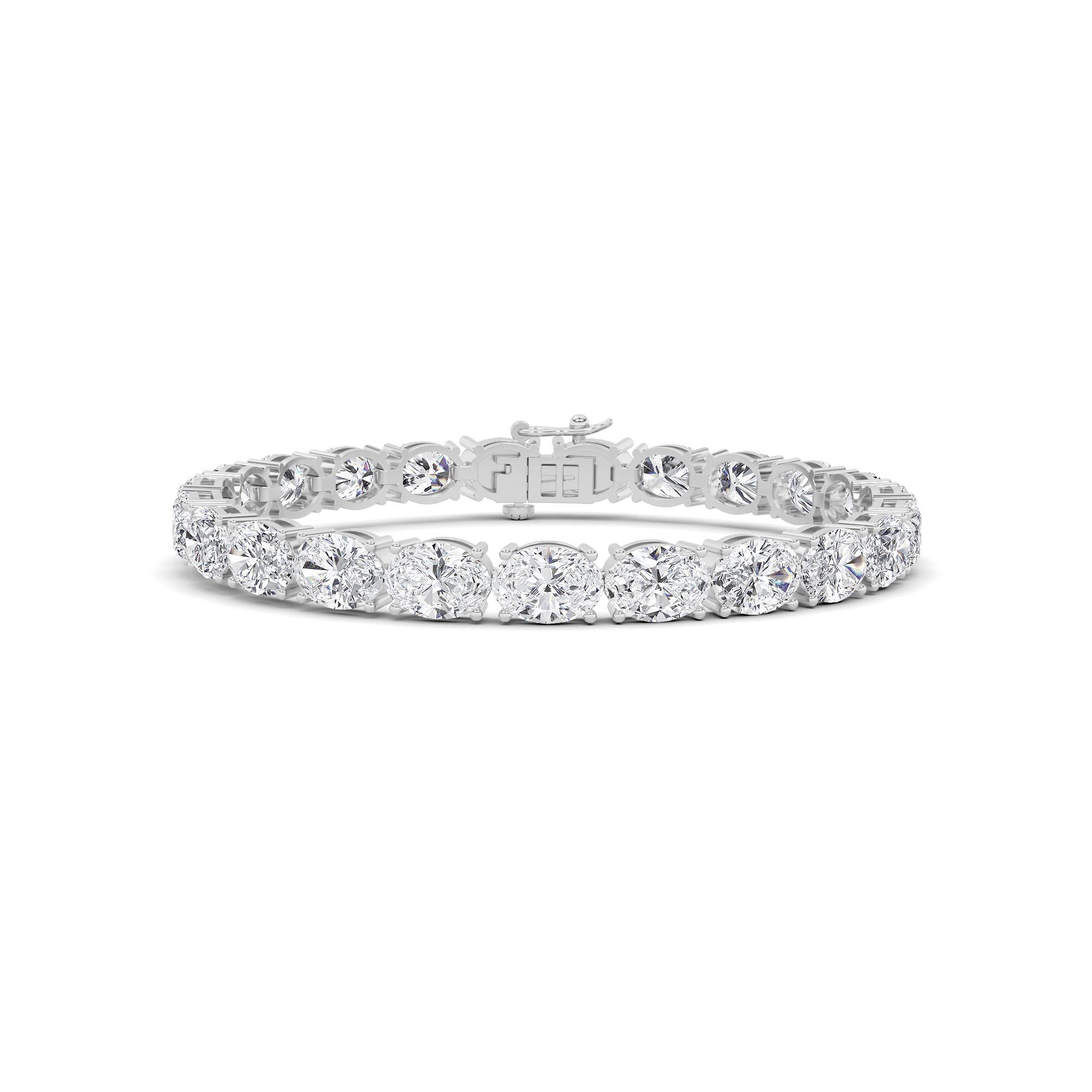 Modern 4 Prong Oval Cut Diamond Tennis Bracelet in 9K White Gold