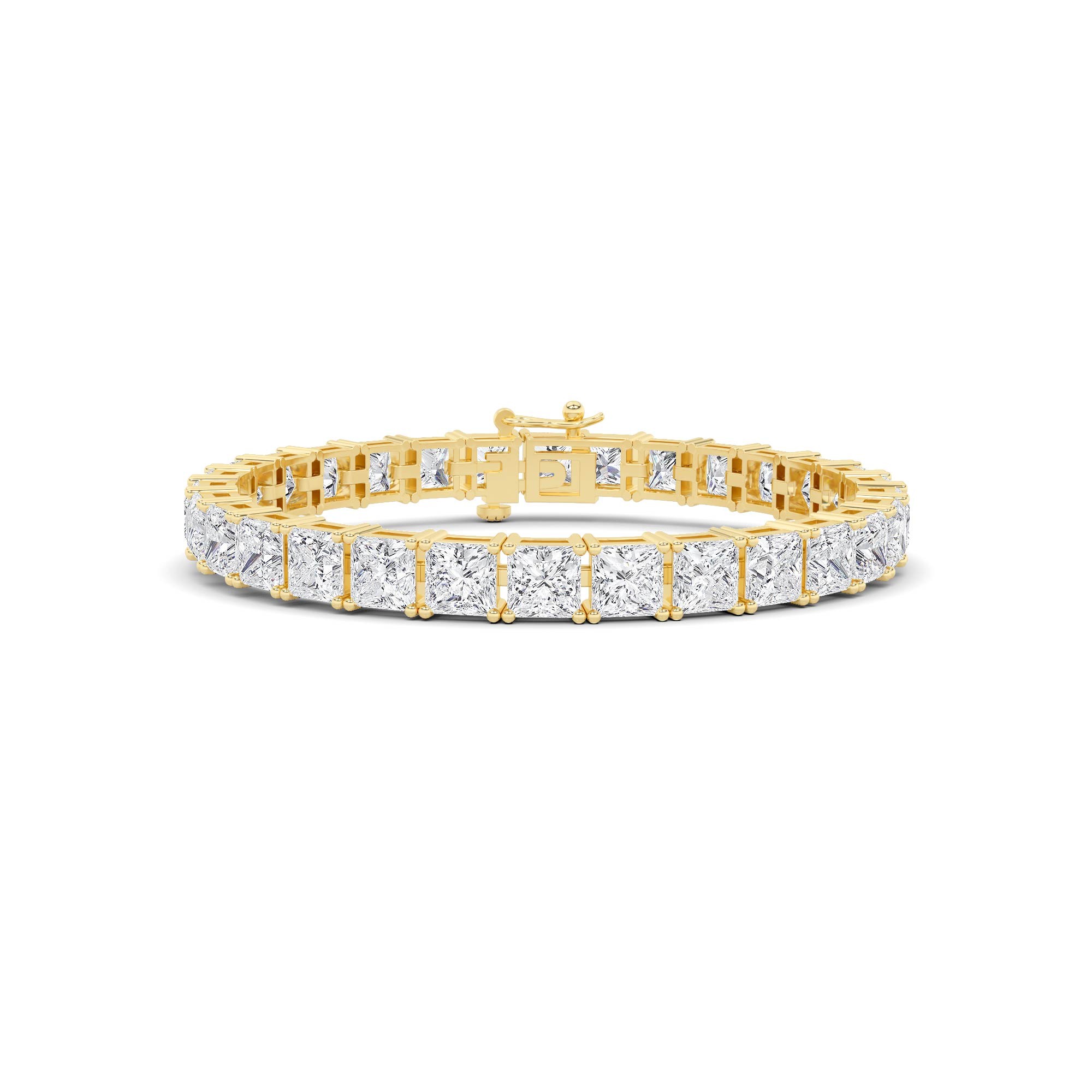 Traditional Basket Set 4 Prong Princess Cut Diamond Line Tennis Bracelet in 9K White Gold