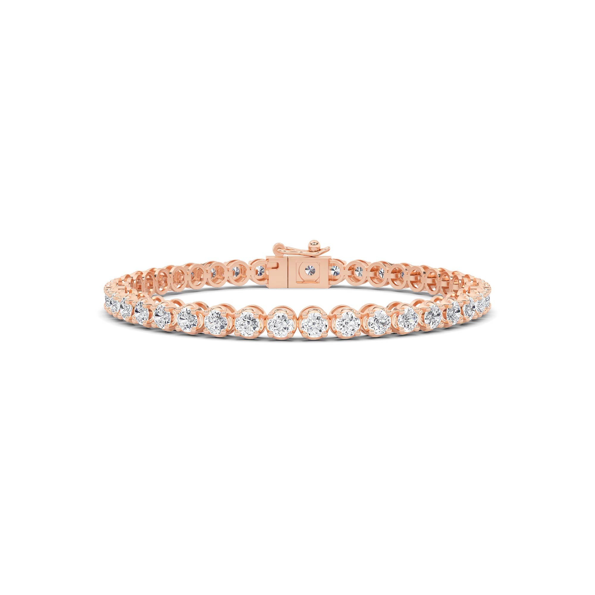 Modern Illusion Set 4 Prong Round Cut Tennis Diamond Tennis Bracelet in 9K Rose Gold