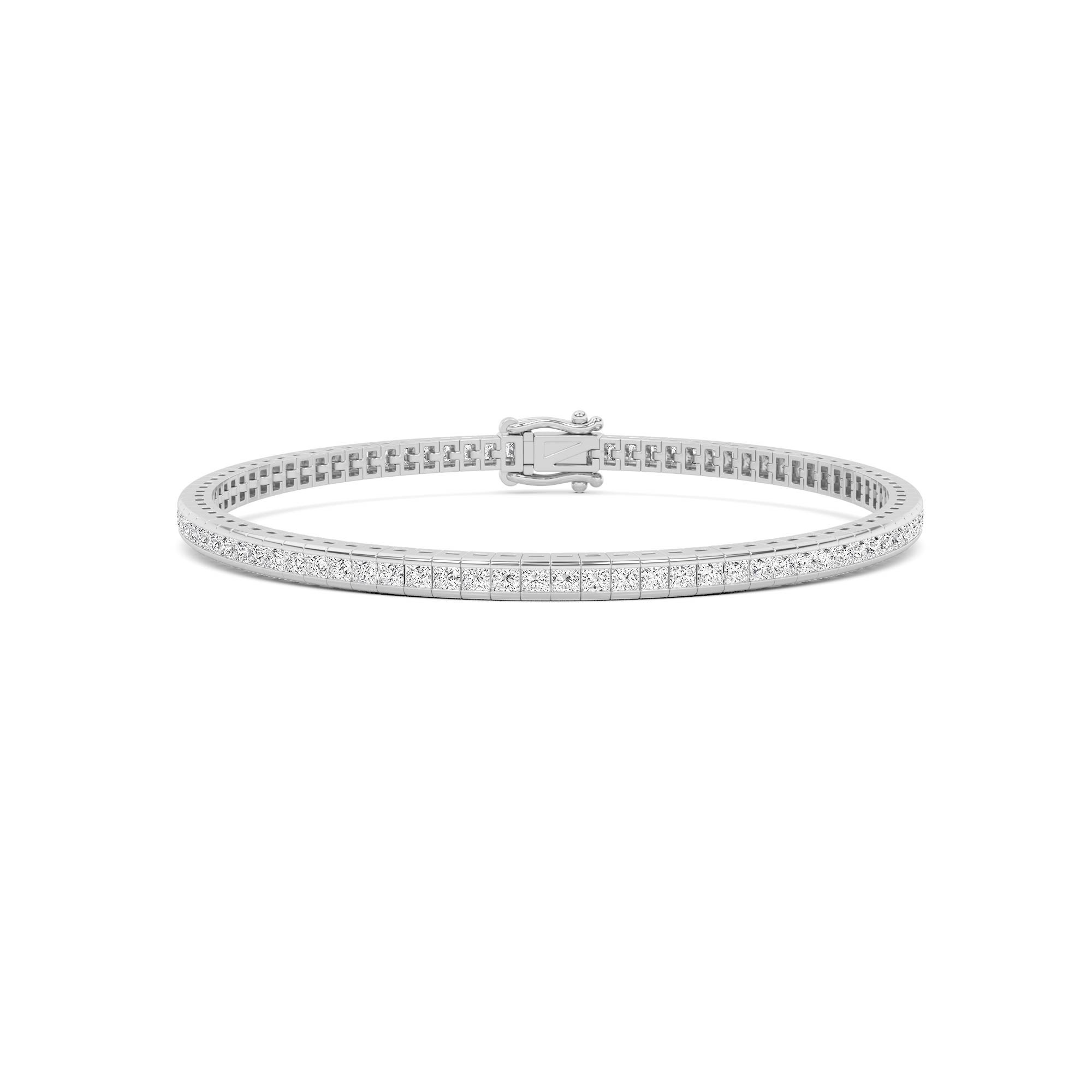 Classic Princess Cut Channel Set Diamond Tennis Bracelet