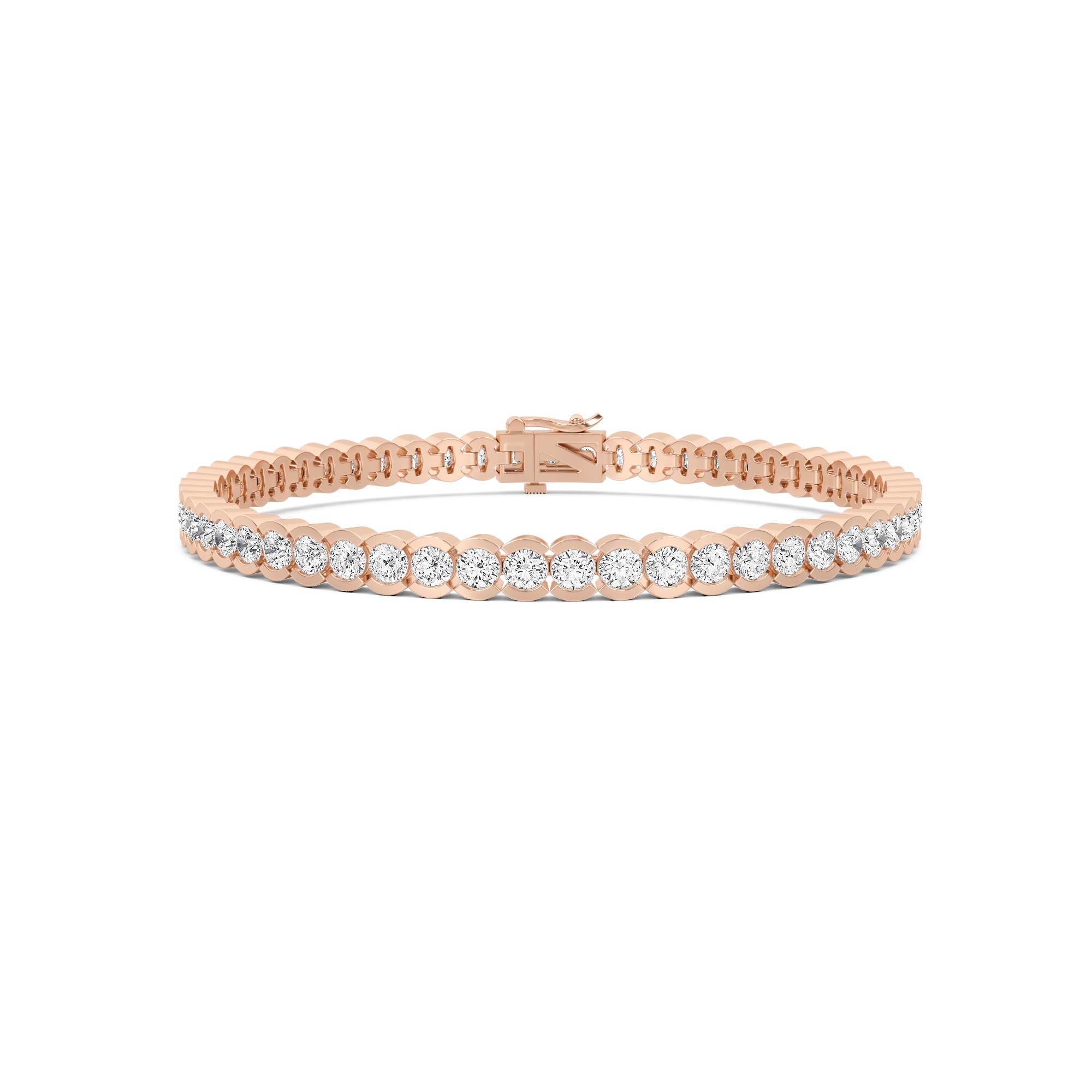 Half-Bezel Set Round Diamond Tennis Bracelet