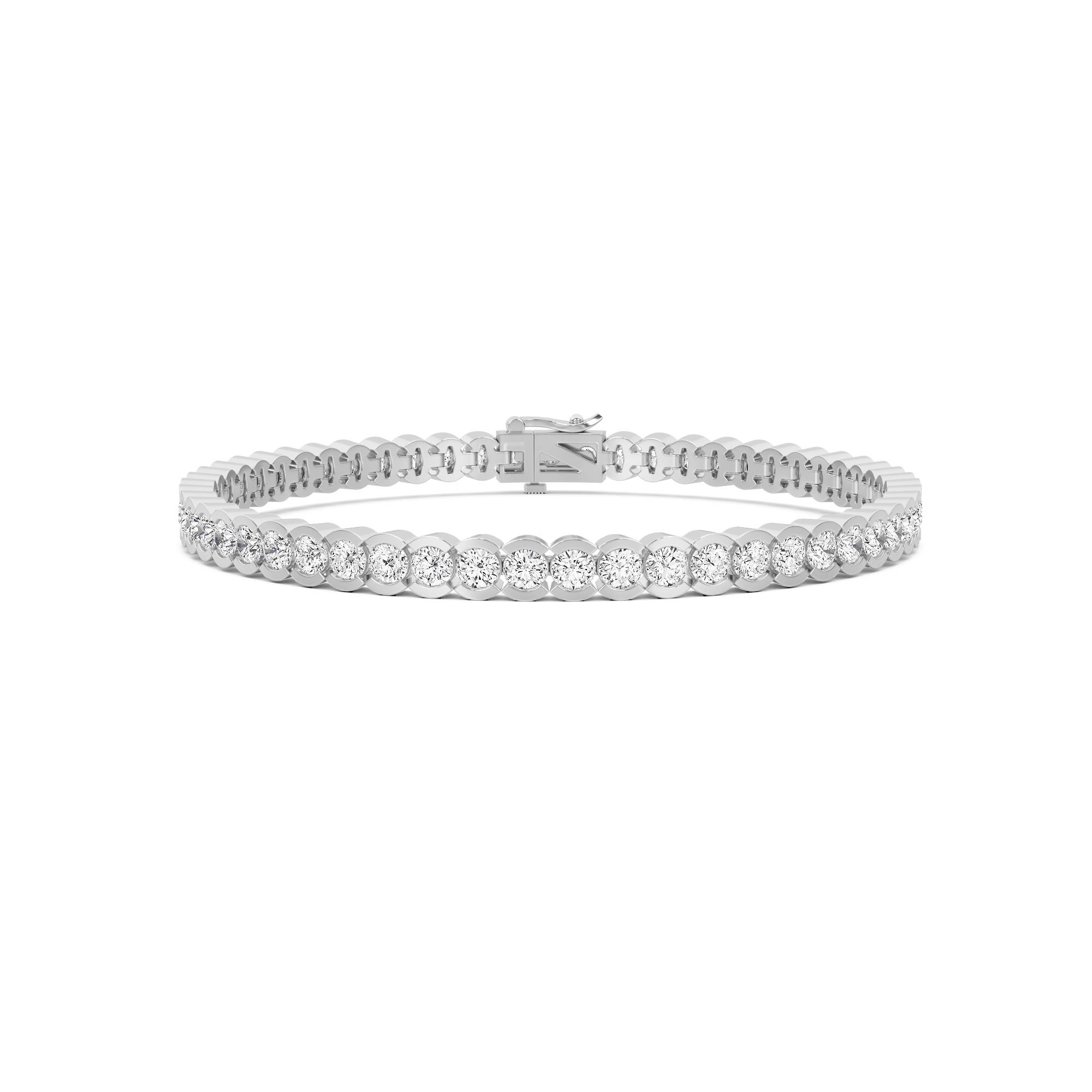 Half-Bezel Set Round Diamond Tennis Bracelet