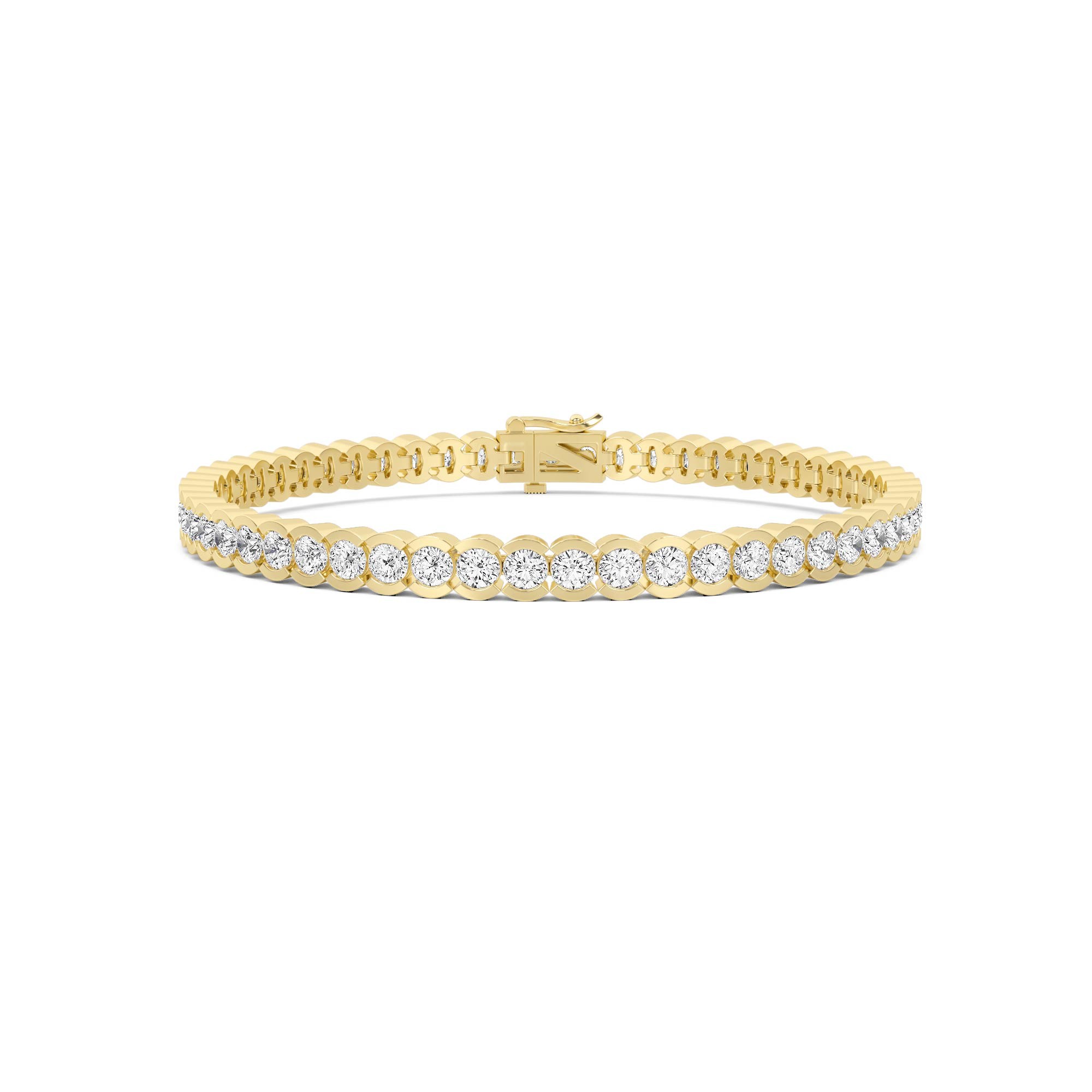 Half-Bezel Set Round Diamond Tennis Bracelet