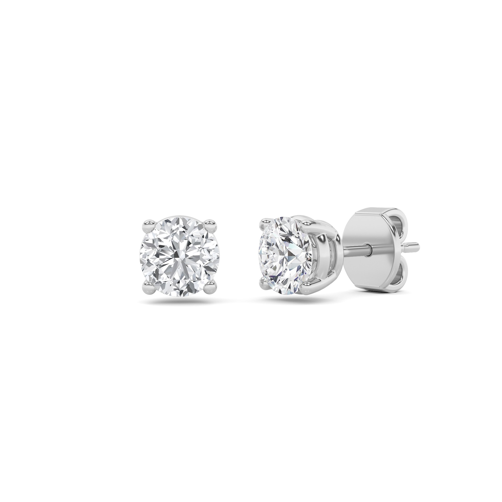 Shine Round Cut 4 Prong Diamond Stud in 9K White Gold