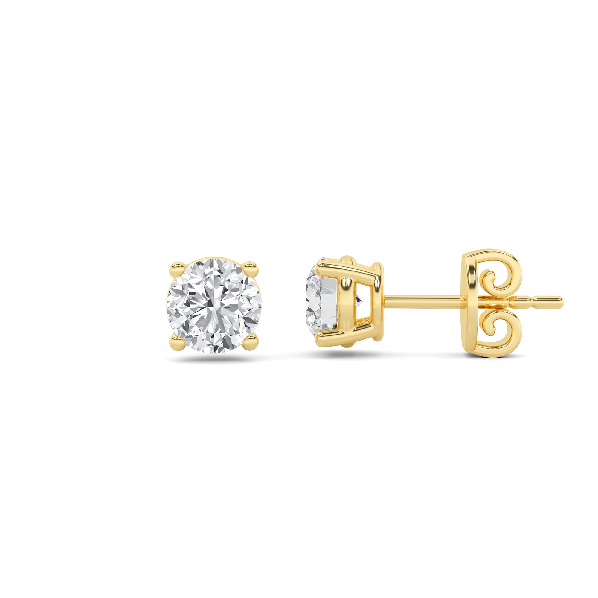 Shine Round Cut 4 Prong Diamond Stud in 9K White Gold