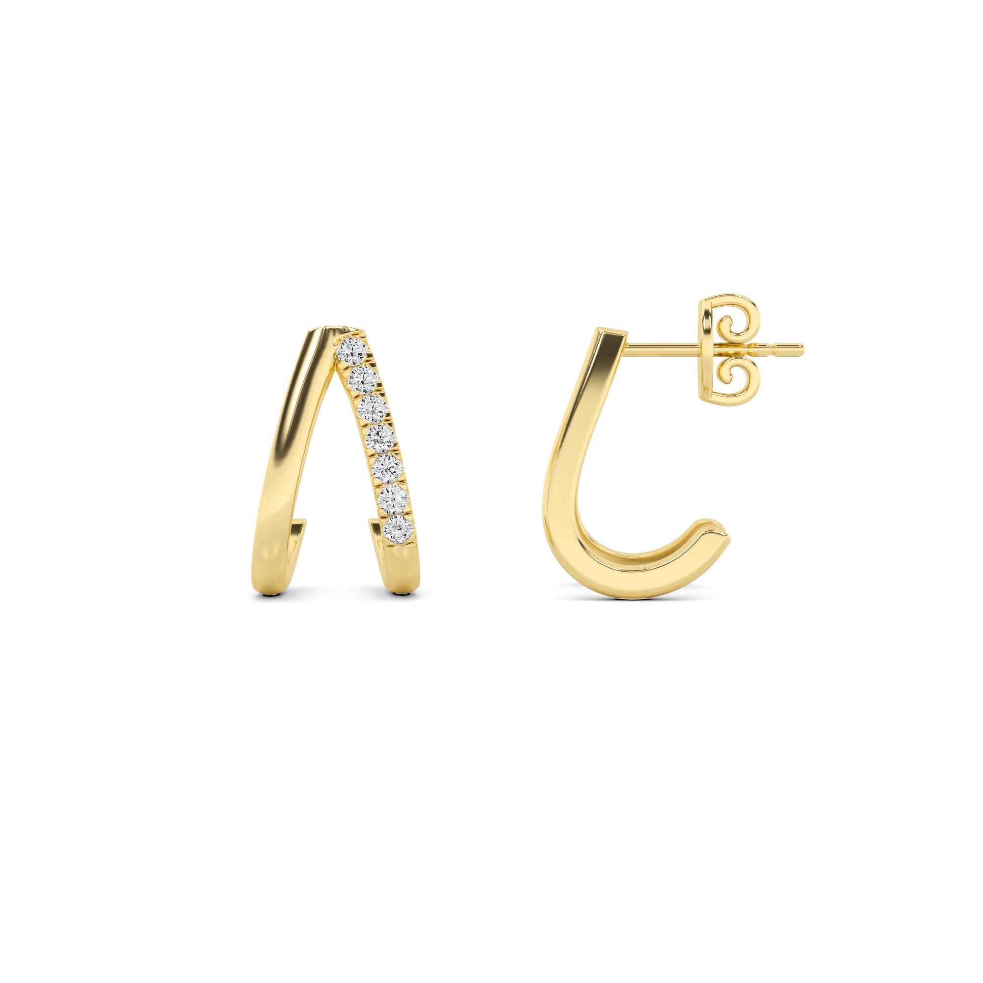 4 Prong Round Cut Diamond Designer Earring in 9K White Gold