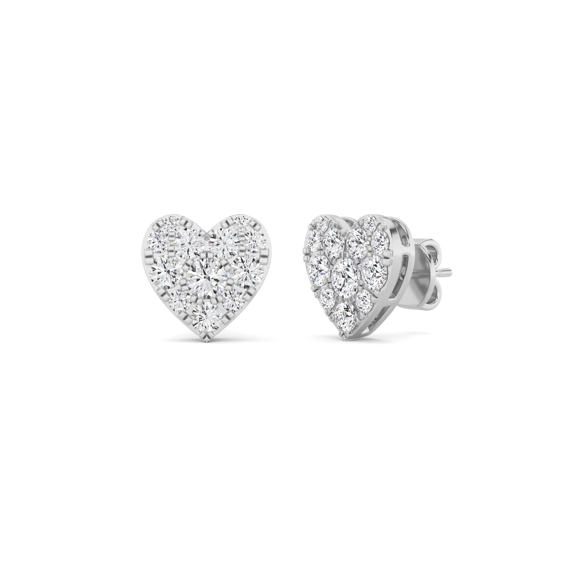 Beautiful Heart Shape Round Cut Designer Diamond Earring