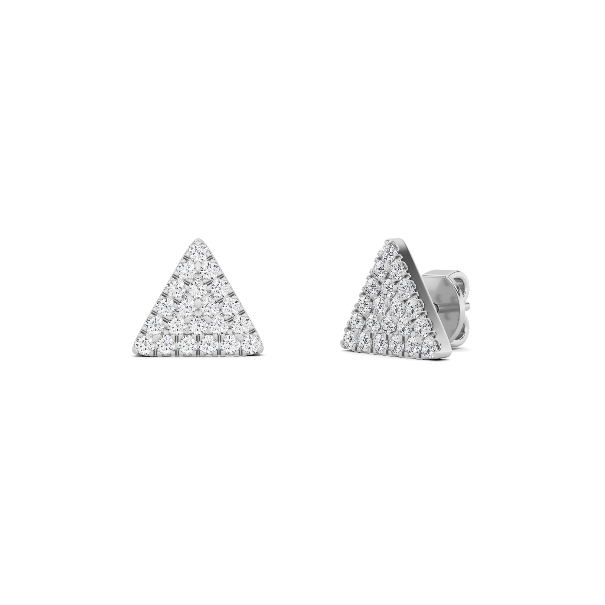Starlight Triangle Shape Round Cut  Designer Earring In 9K White Gold