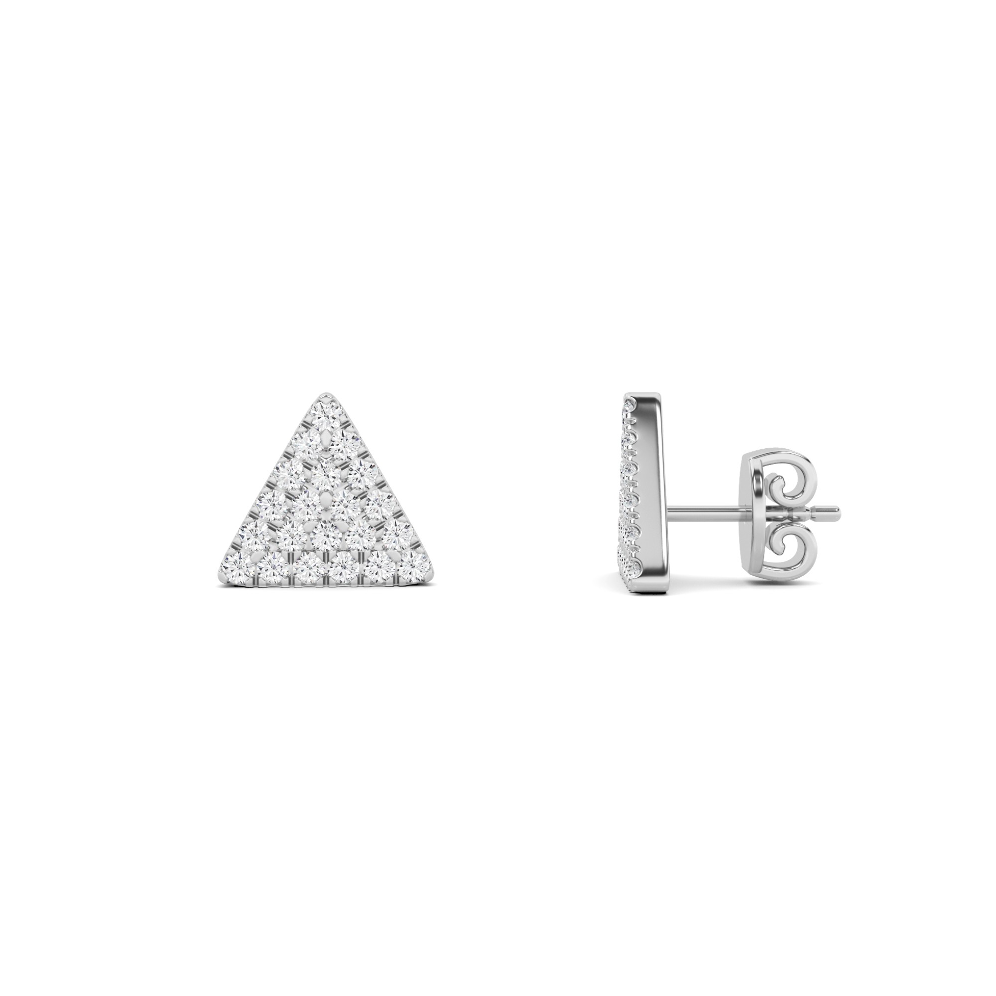 Starlight Triangle Shape Round Cut  Designer Earring In 9K White Gold