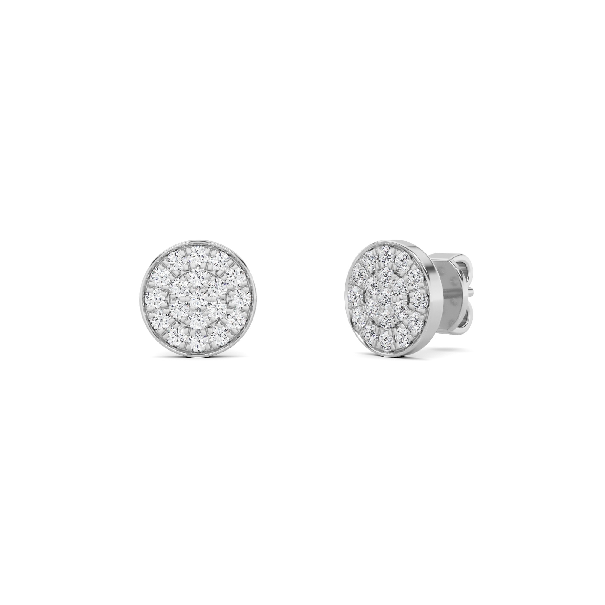 Beautiful Pave Set Round Cut Designer Earring In 9K White Gold