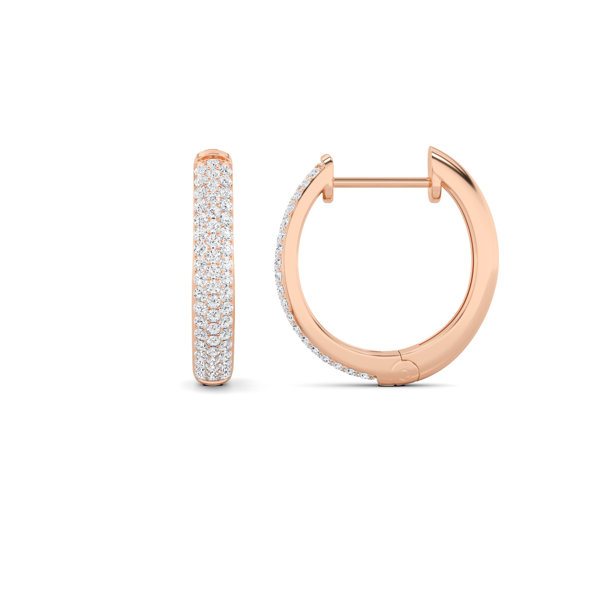 Classic Double Row Round Cut Hoop Diamond Earrings In 9K White Gold