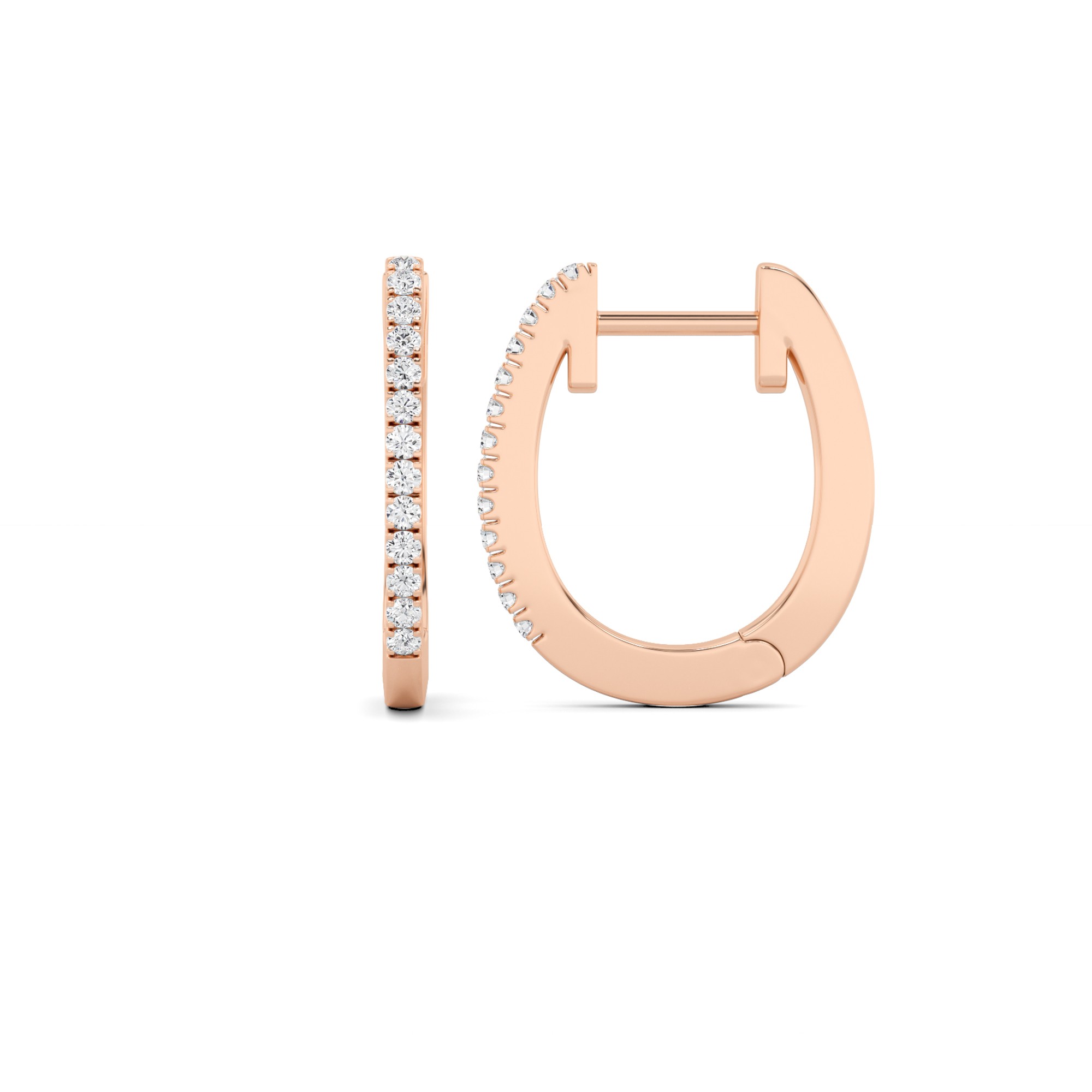 Elegant 4 Prong Round Cut Diamond Hoop Earrings In 9K Yellow Gold