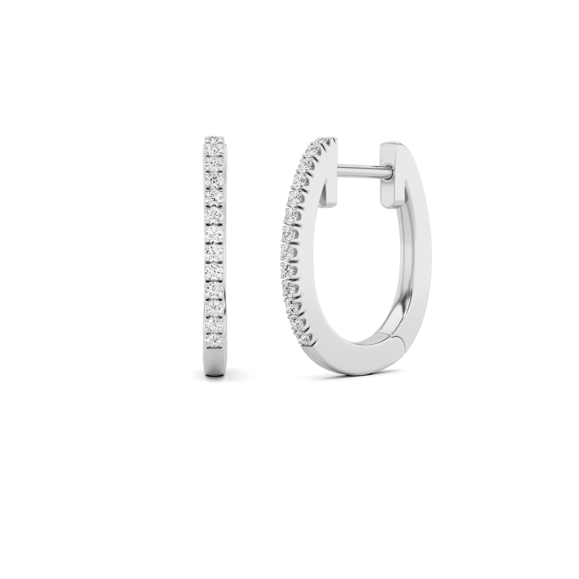 Elegant 4 Prong Round Cut Diamond Hoop Earrings In 9K Yellow Gold