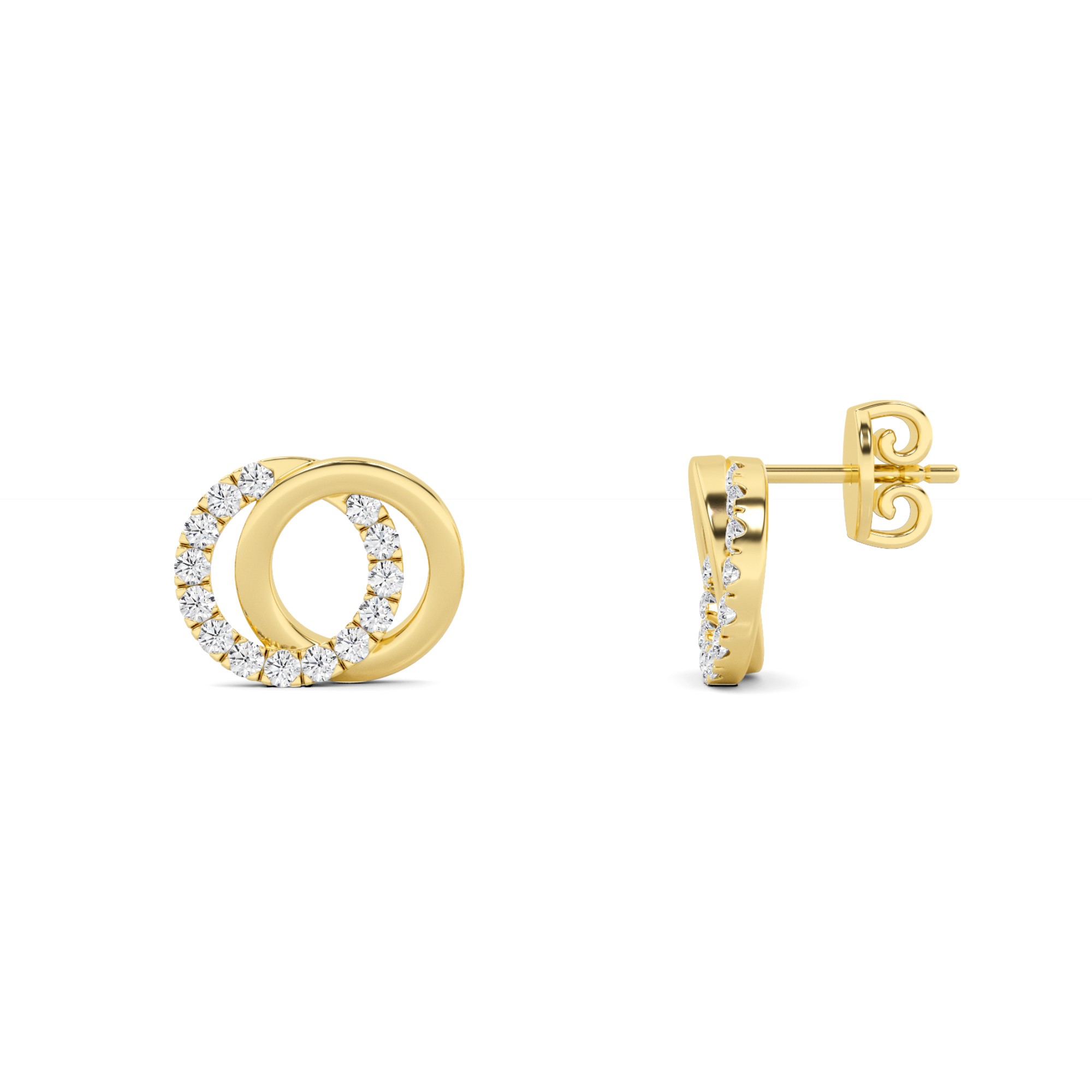 Unique Round Cut Double Designer Earrings In 9K Rose Gold