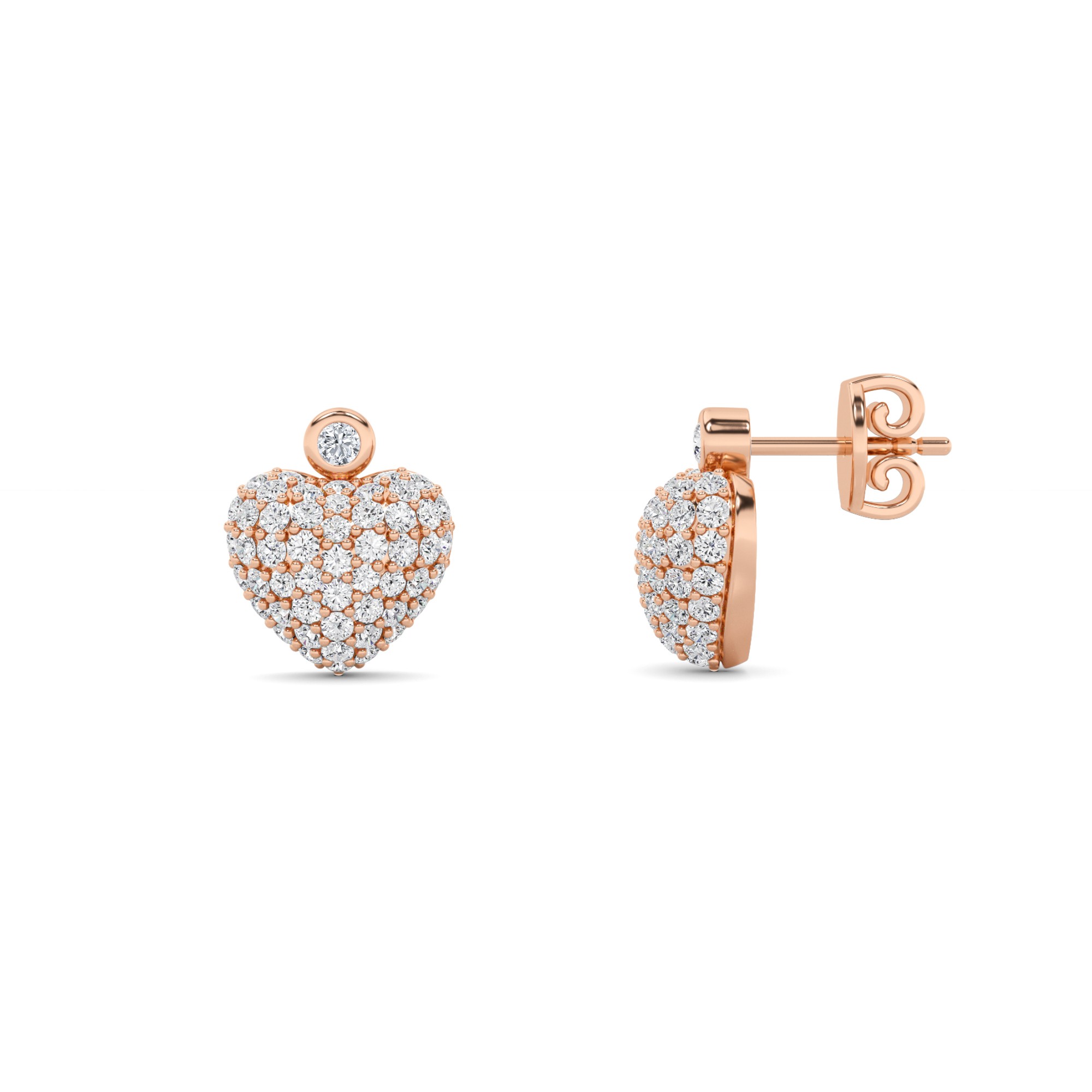 Heart Shape Designer Diamond Earring In 9K White Gold