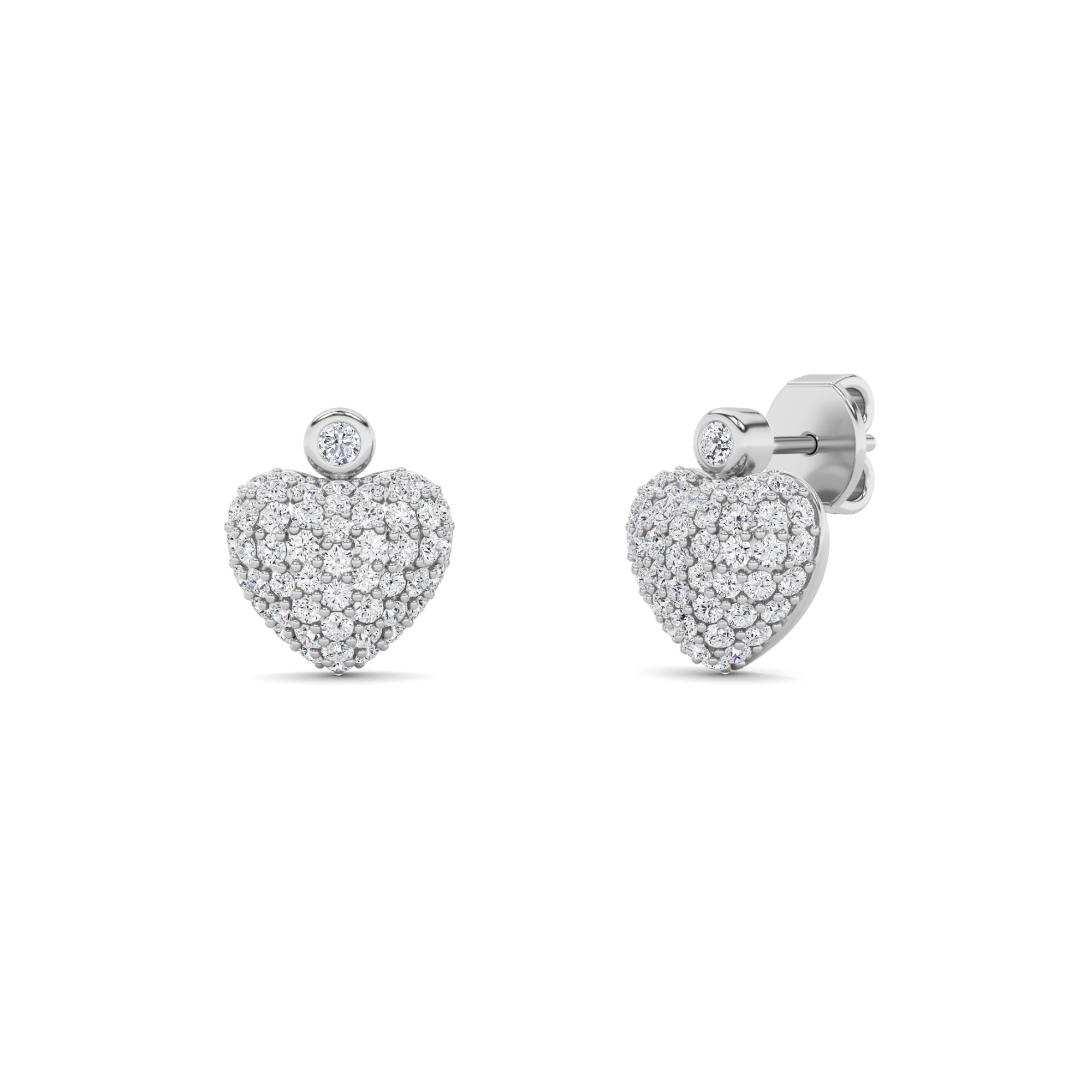 Heart Shape Designer Diamond Earring In 9K White Gold