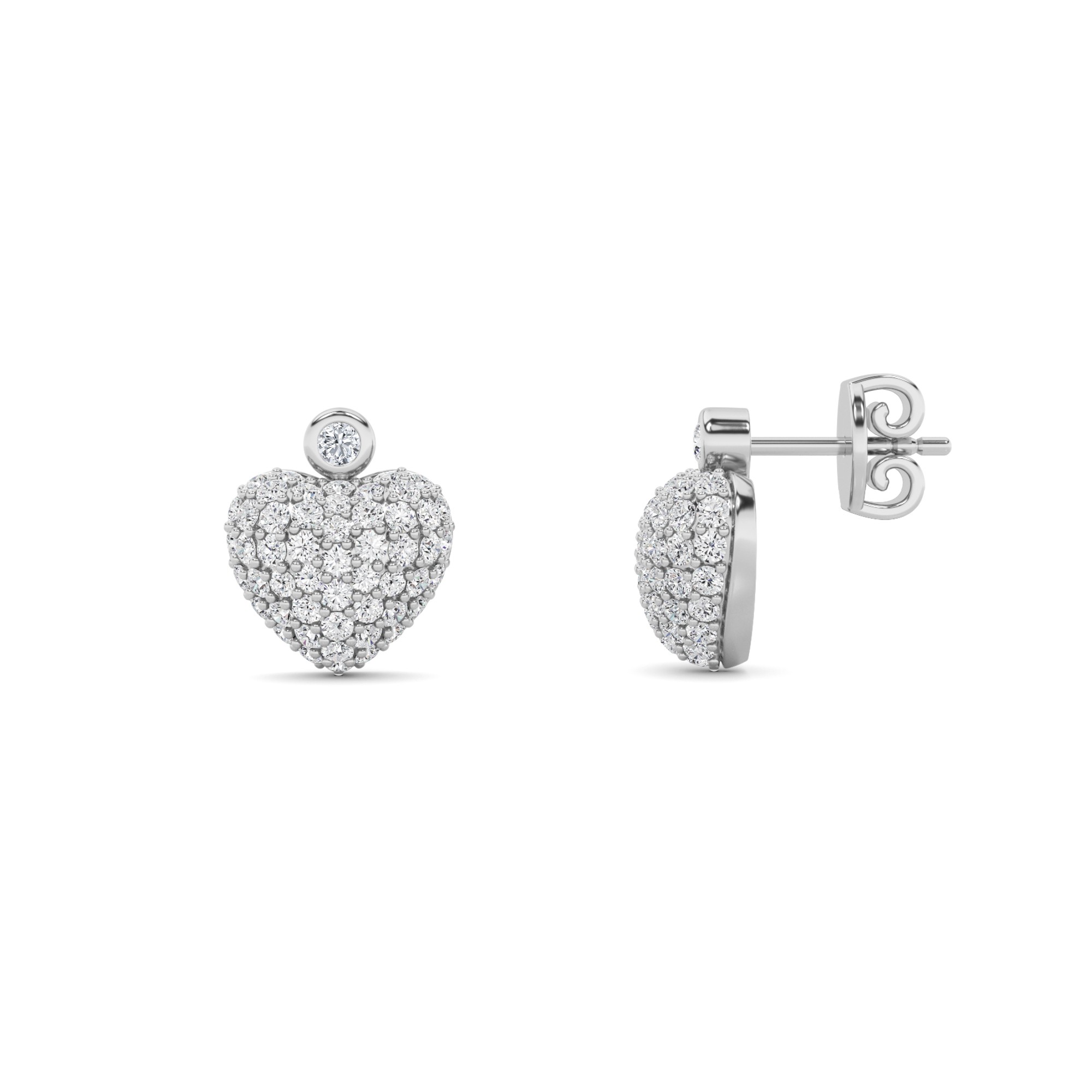 Heart Shape Designer Diamond Earring In 9K White Gold