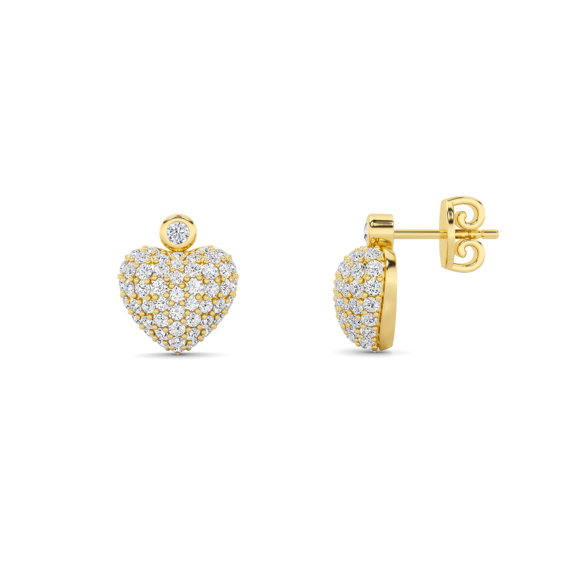 Heart Shape Designer Diamond Earring In 9K White Gold