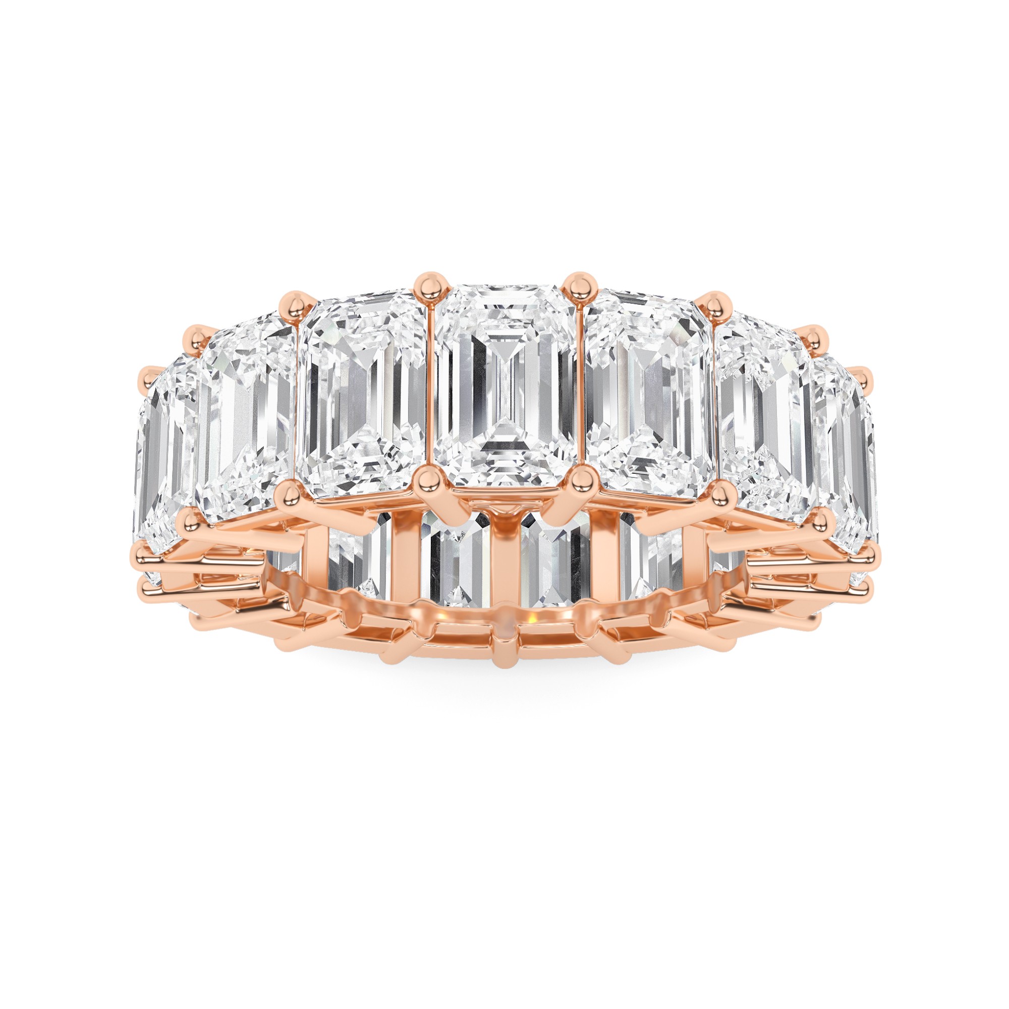 Box Set Vertical Emerald Cut Diamond Full Eternity Ring In 9K White Gold