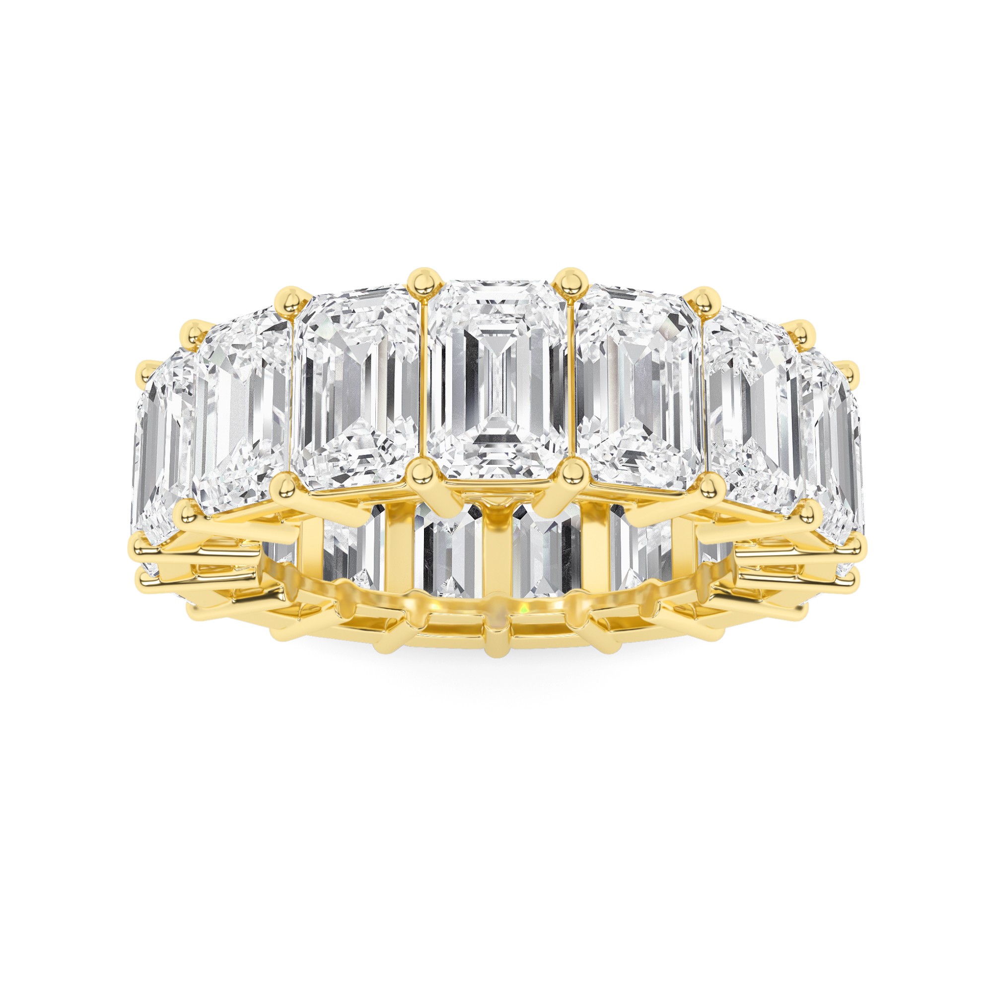 Box Set Vertical Emerald Cut Diamond Full Eternity Ring In 9K White Gold