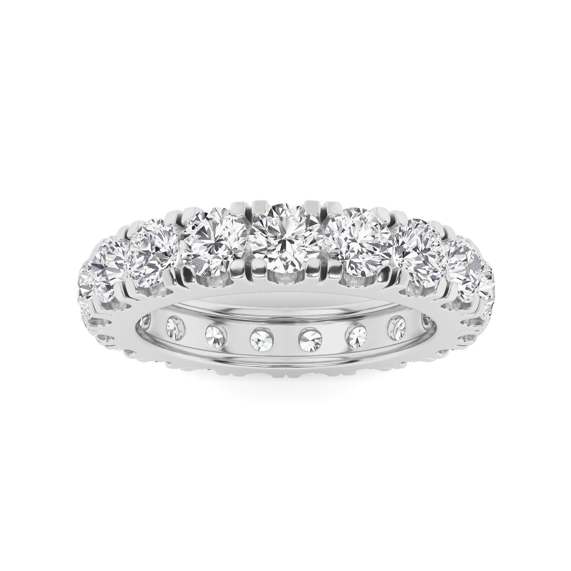 Classic Pave Set Round Diamond Full Eternity Ring in 9K White Gold