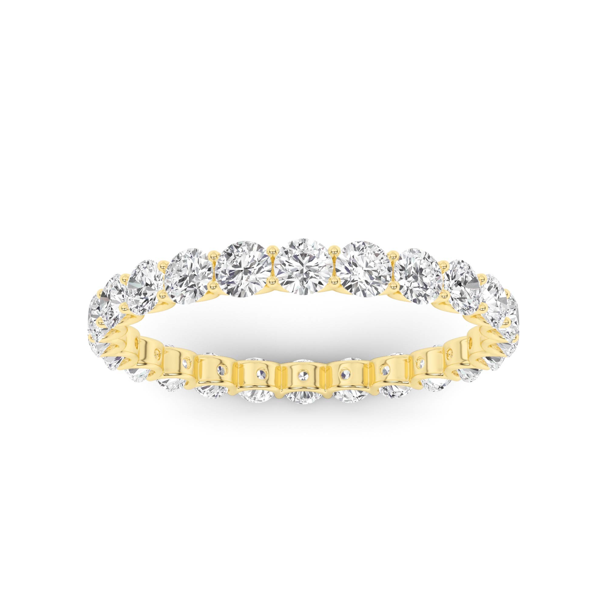 Exquisite U Prong Round Cut Diamond Full Eternity Ring in 9K Yellow Gold