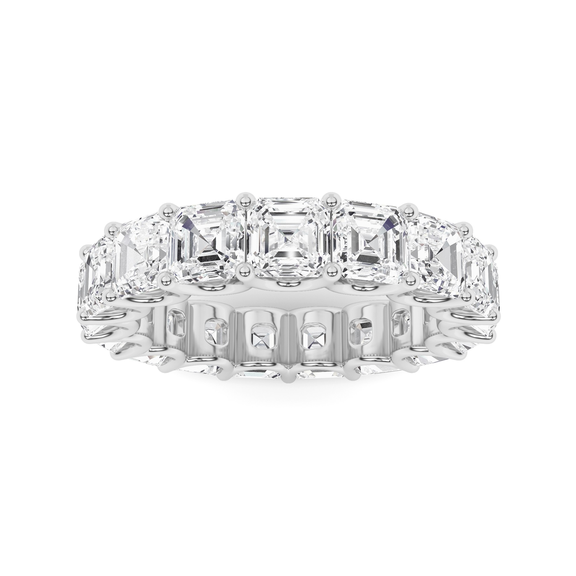 Statement U Prong Asscher Cut Timeless Diamond Full Eternity in 9K White Gold