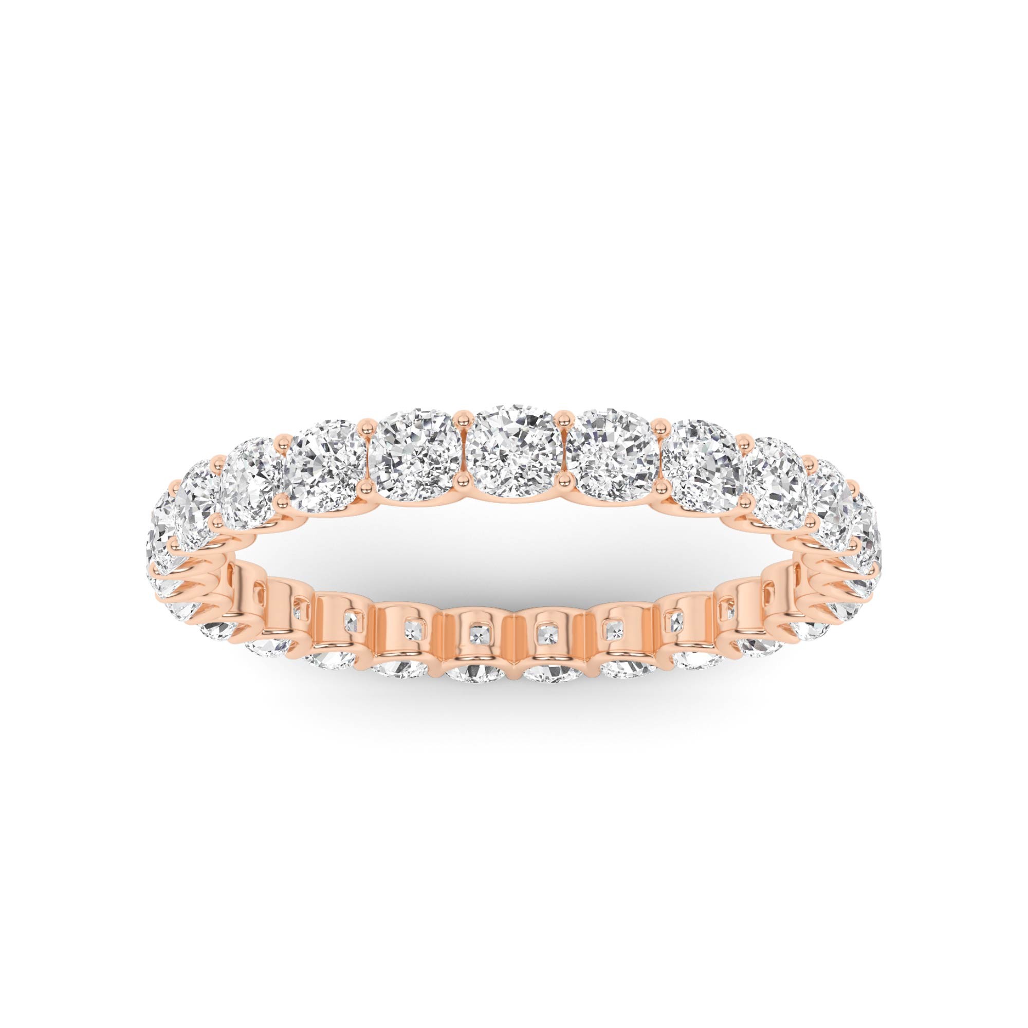 Statement U Prong Cushion Cut Timeless Diamond Full Eternity in 9K Rose Gold
