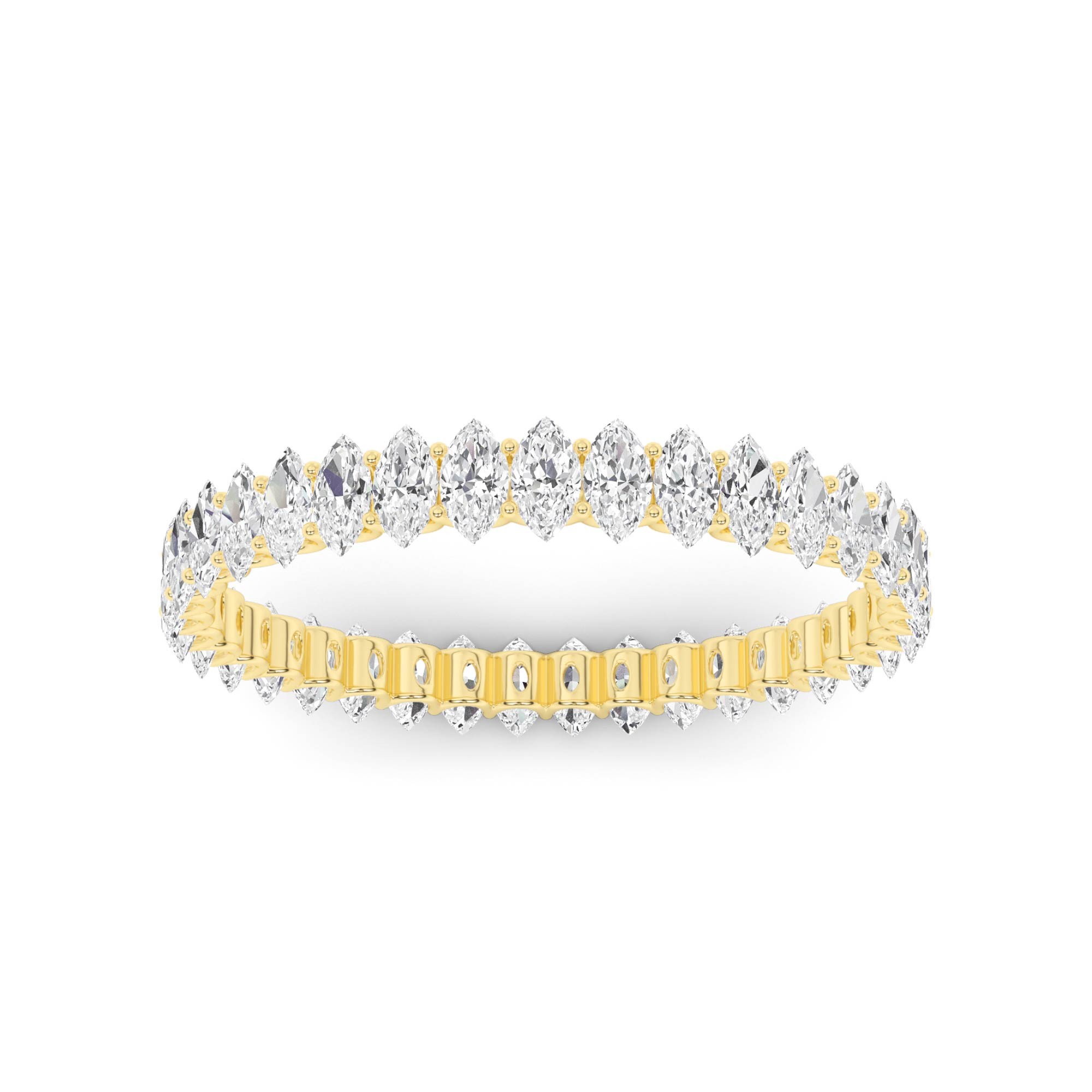 Fancy Prong Set Marquise Cut Diamond Full Eternity Ring in 9K Yellow Gold