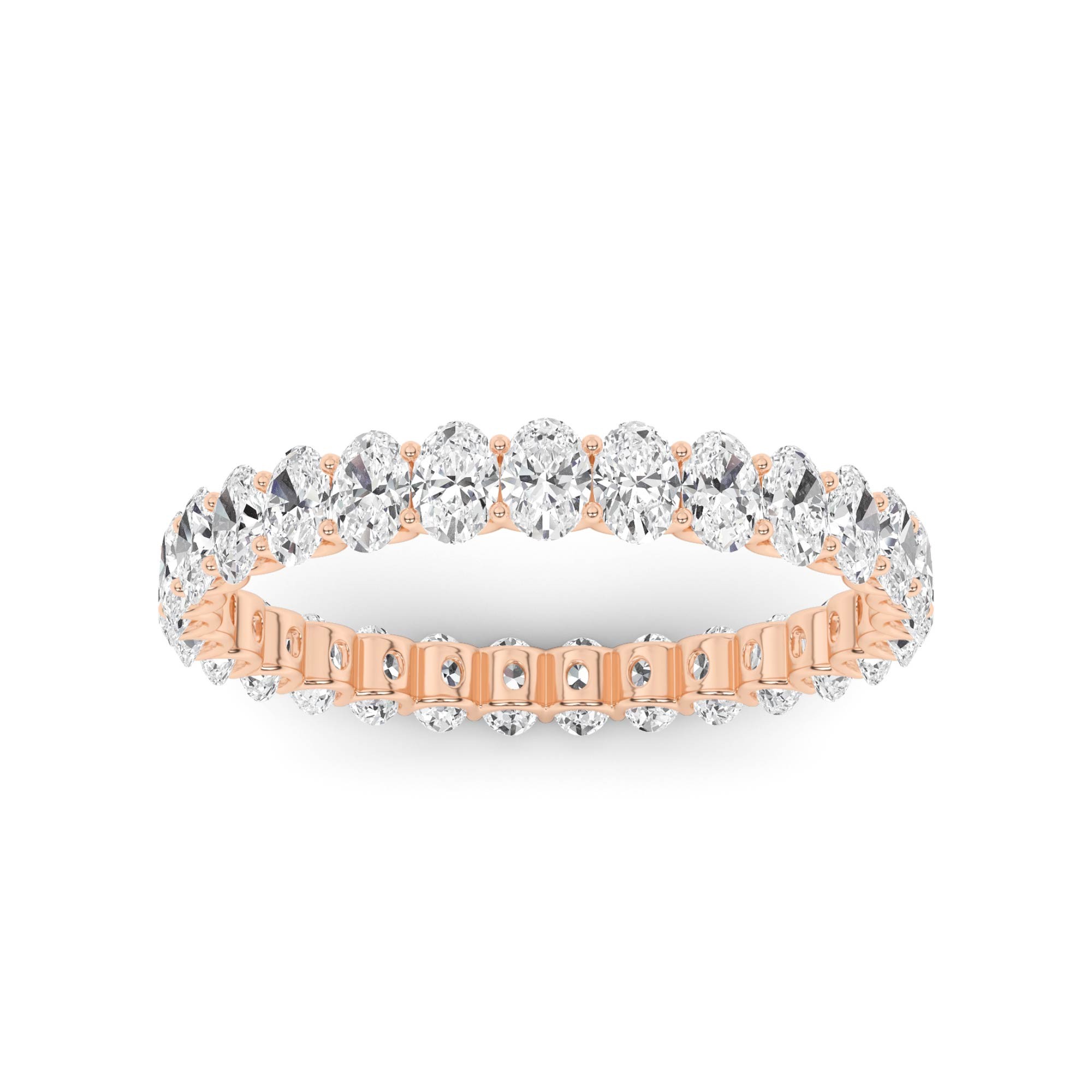 Fancy Prong Set Oval Cut  Diamond Full Eternity Ring in 9K Rose Gold