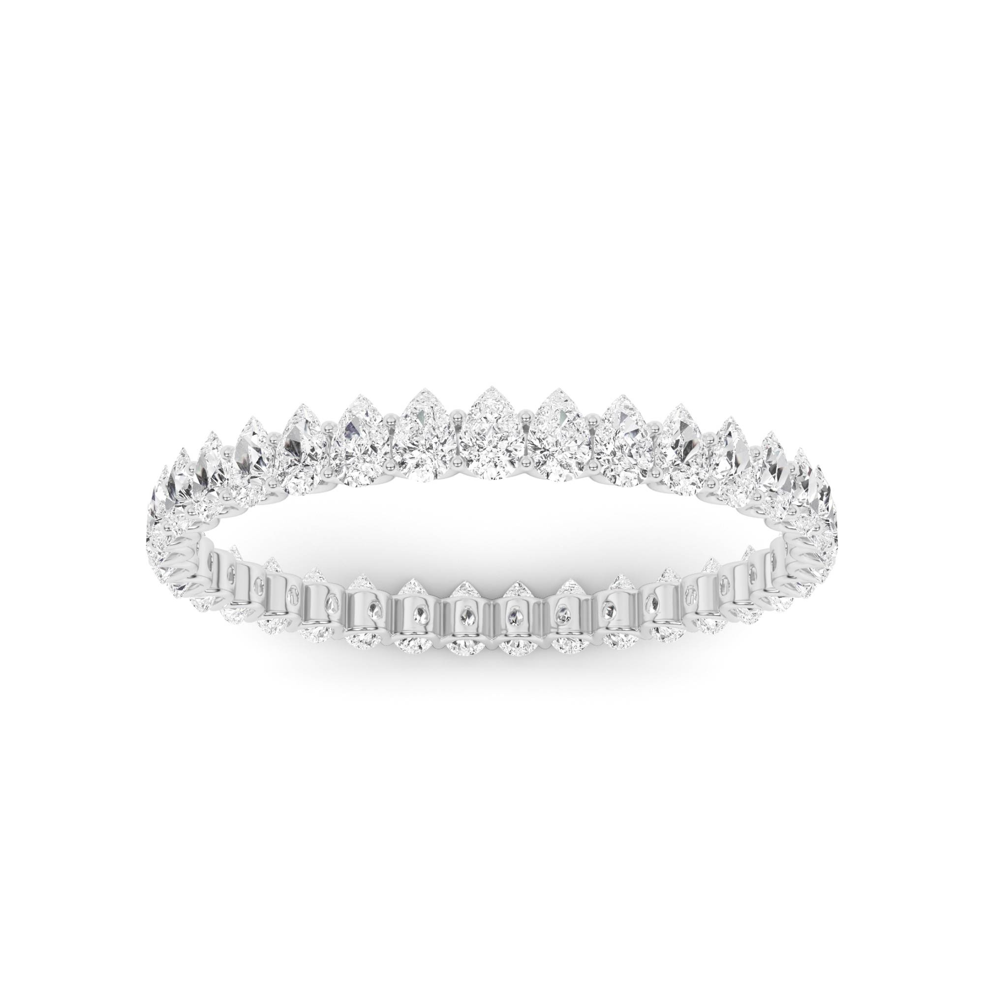 Fancy  Shared Prong Pear  Full Eternity Diamond Wedding Ring in 9K White Gold