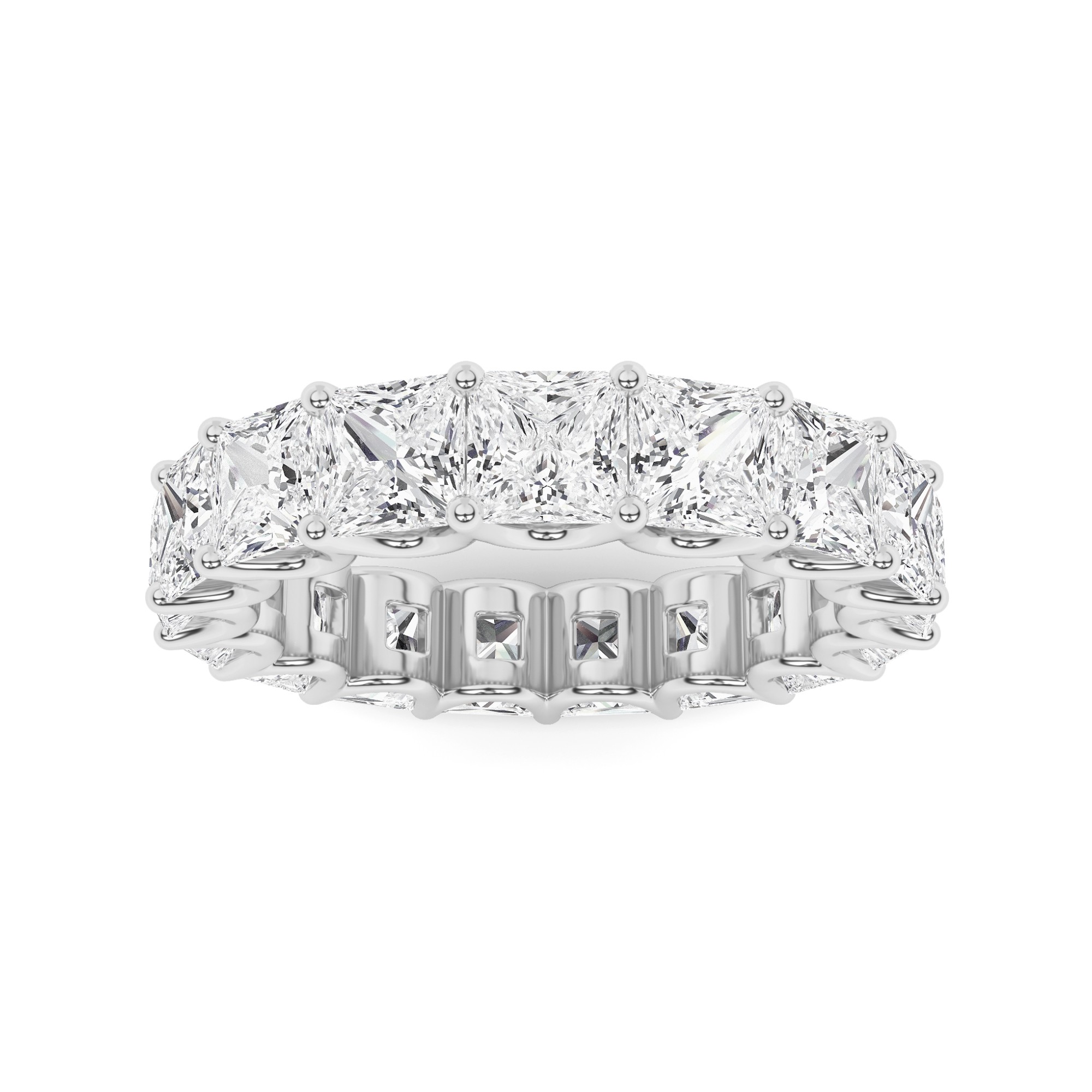 Fancy  Shared Prong Princess Full Eternity Diamond Wedding Ring in 9K White Gold