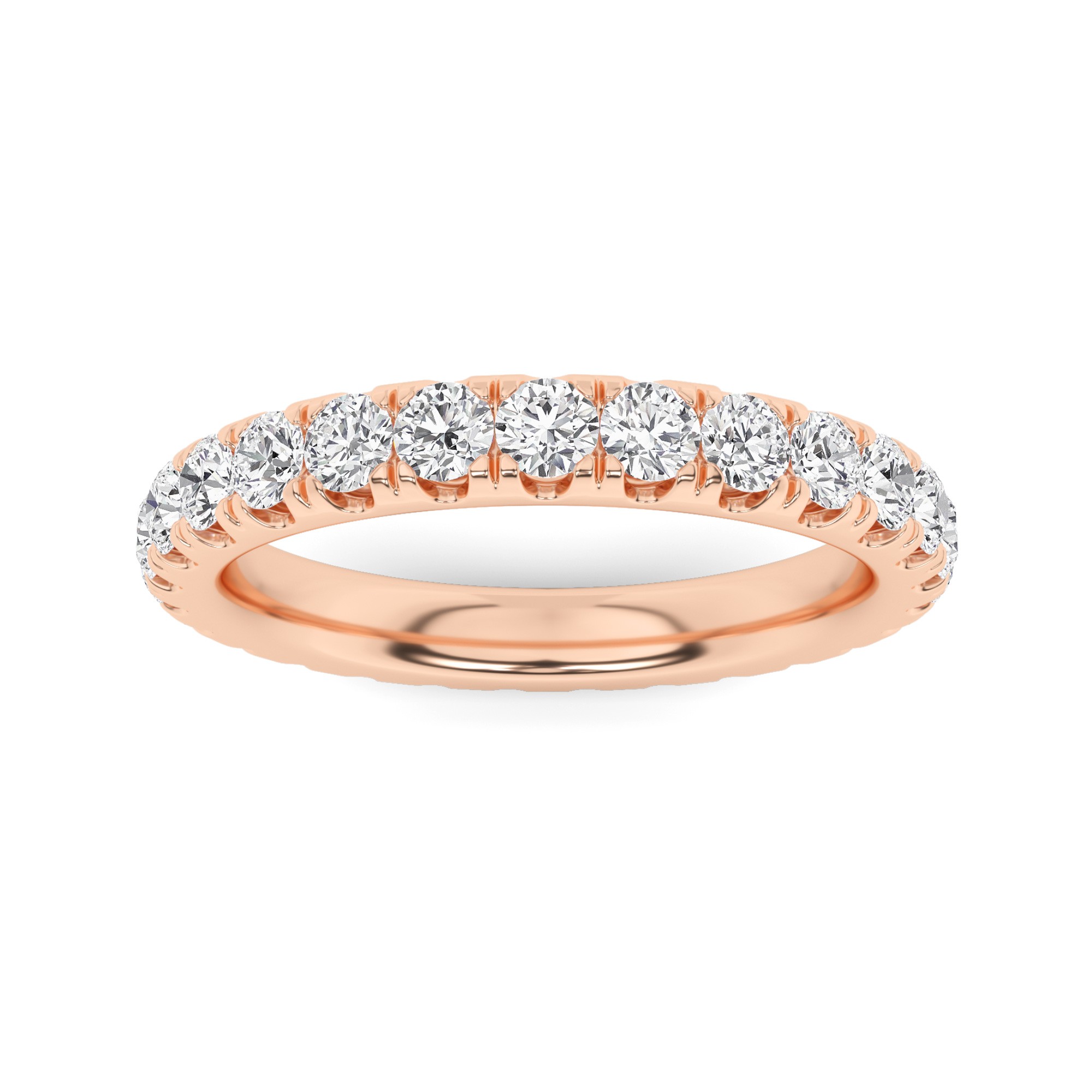 Classic 4 Prong Round Cut Diamond Full Eternity Ring In 9K White Gold