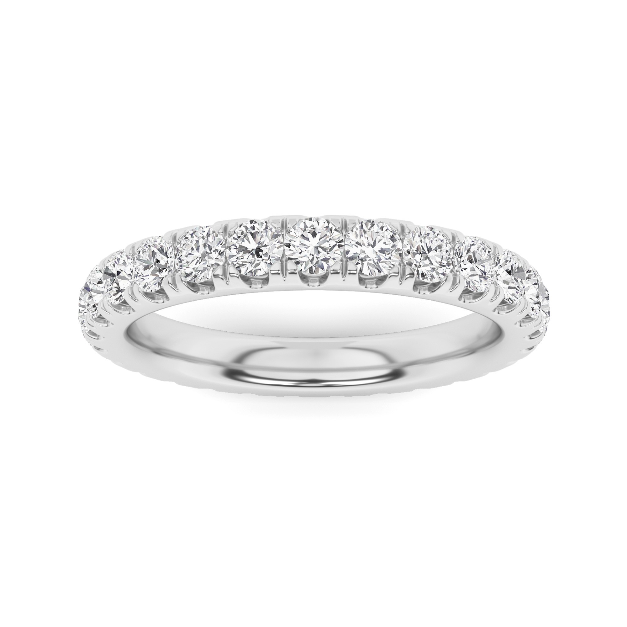 Classic 4 Prong Round Cut Diamond Full Eternity Ring In 9K White Gold
