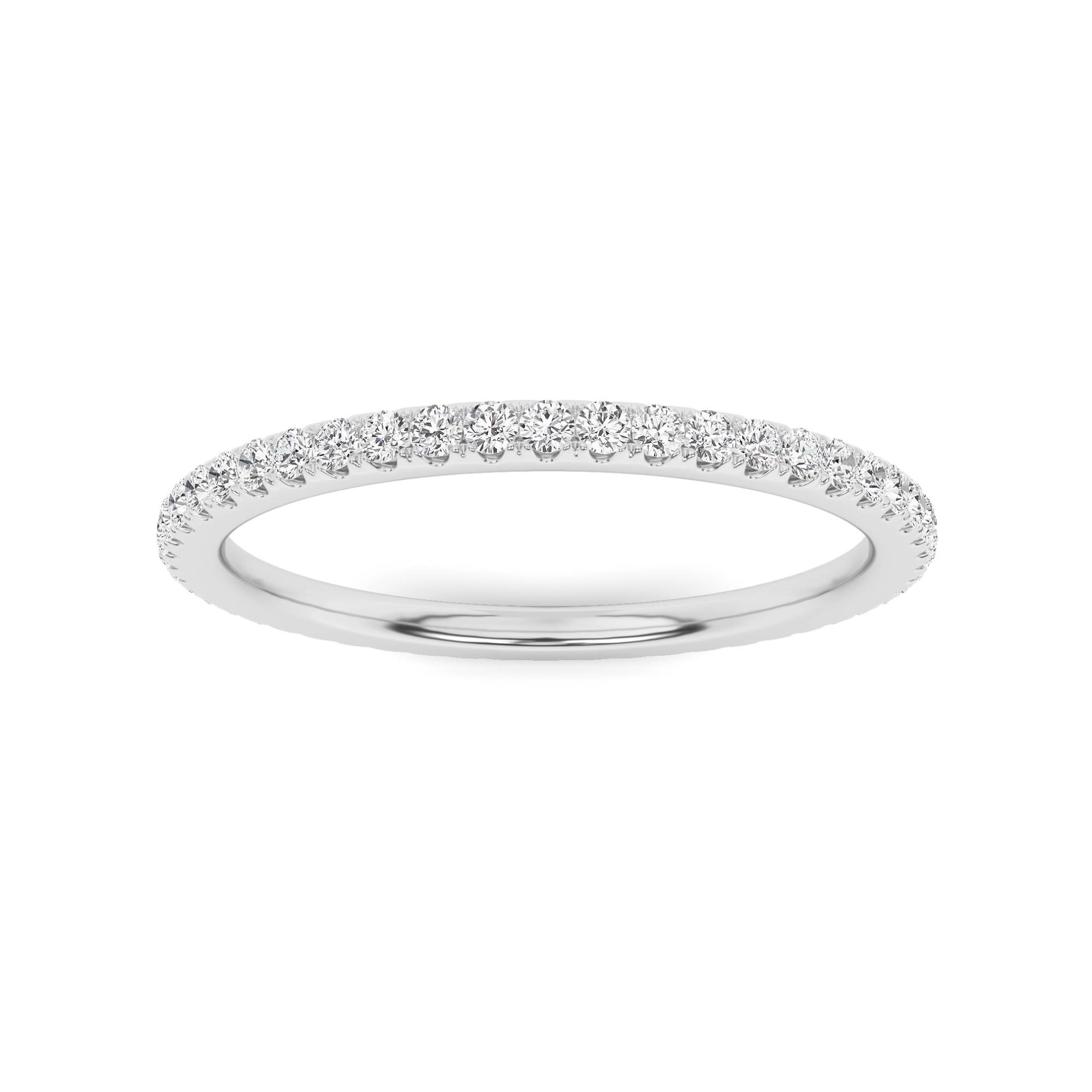Stackable 2MM Round Cut Diamond Full Eternity Ring in 9K White Gold