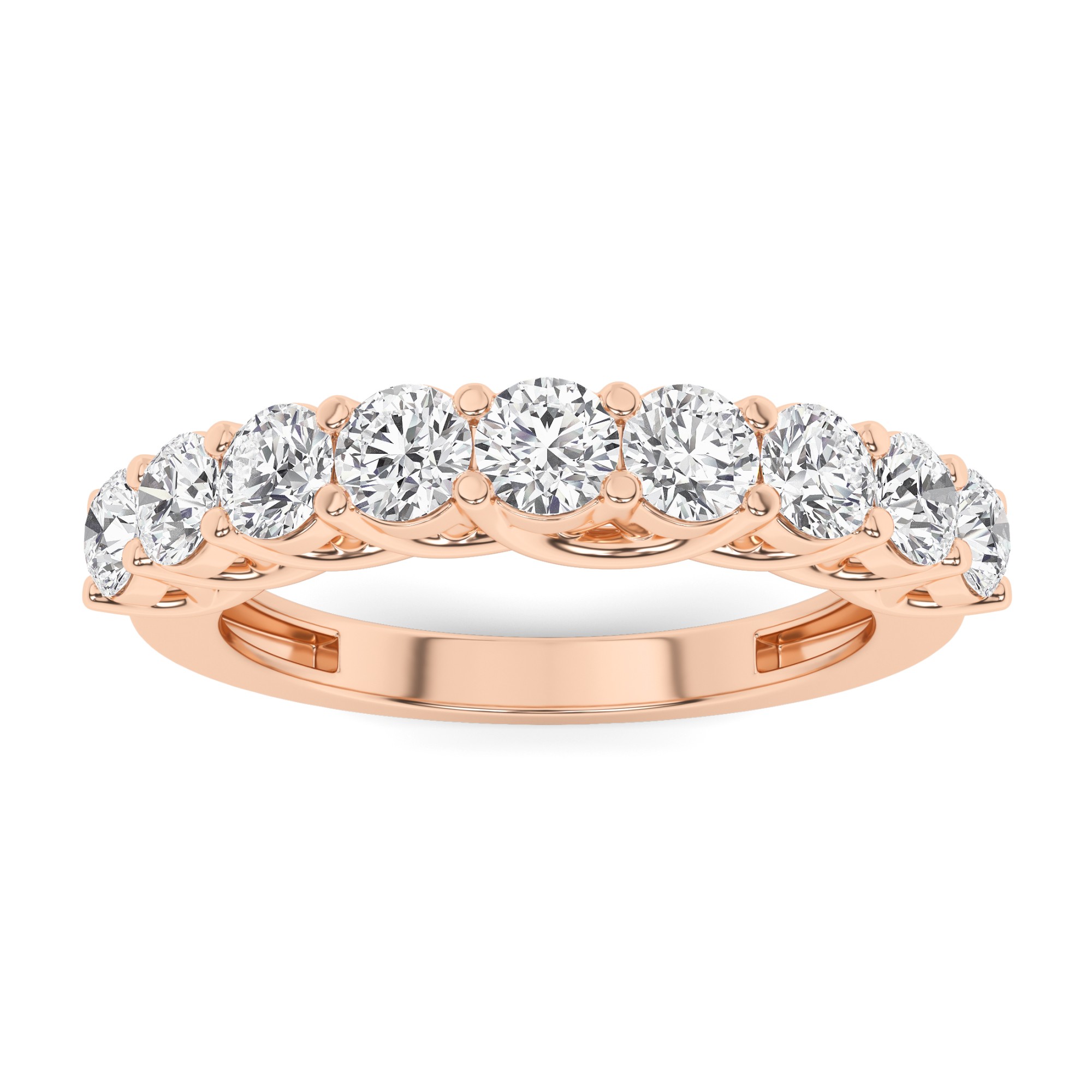 Traditional 4 Prong Round Diamond Half Eternity Ring in 9K White Gold