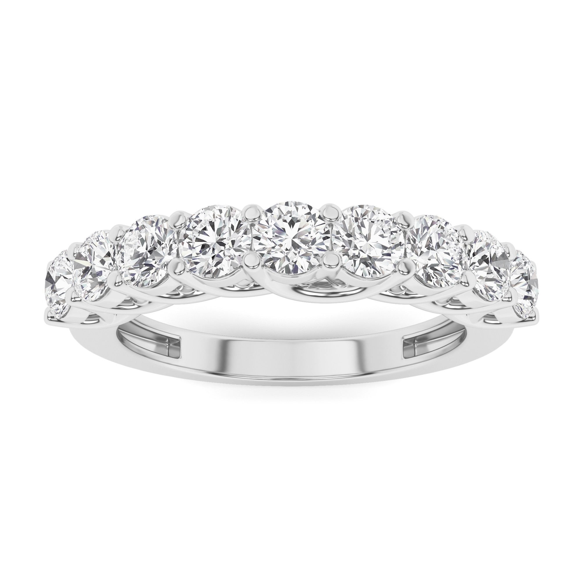 Traditional 4 Prong Round Diamond Half Eternity Ring in 9K White Gold