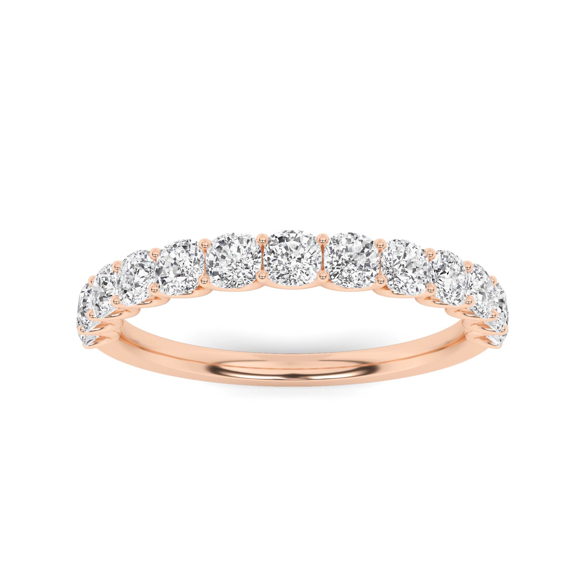 Stunning U Prong Round Cut Diamond Half Eternity Ring in 9K Yellow Gold